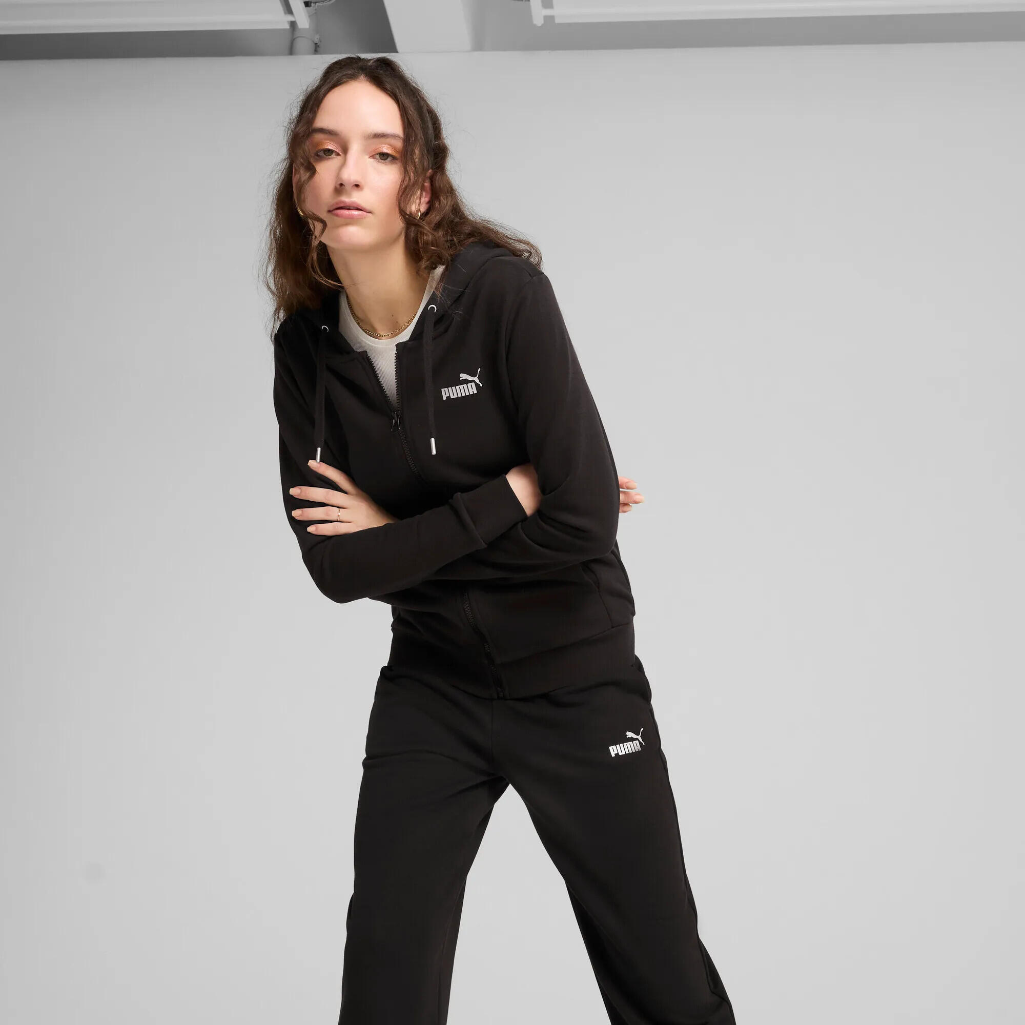 Trainingsanzug Puma Metallic Hooded Sweat Suit Tr Op, Schwarz, Damen 11/13