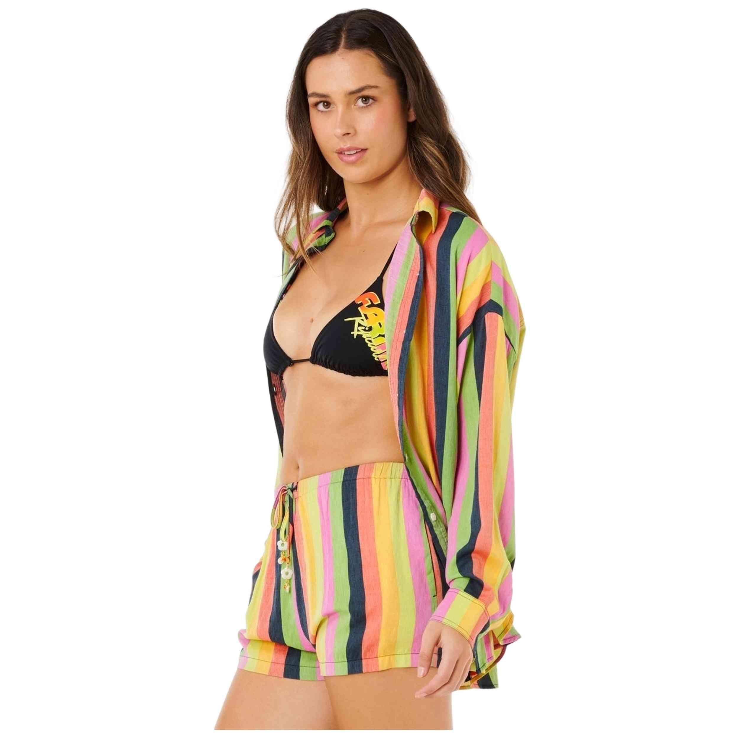Chemise Rip curl modèle Neon Stripe Relaxed Shirt pour femmes 2/4
