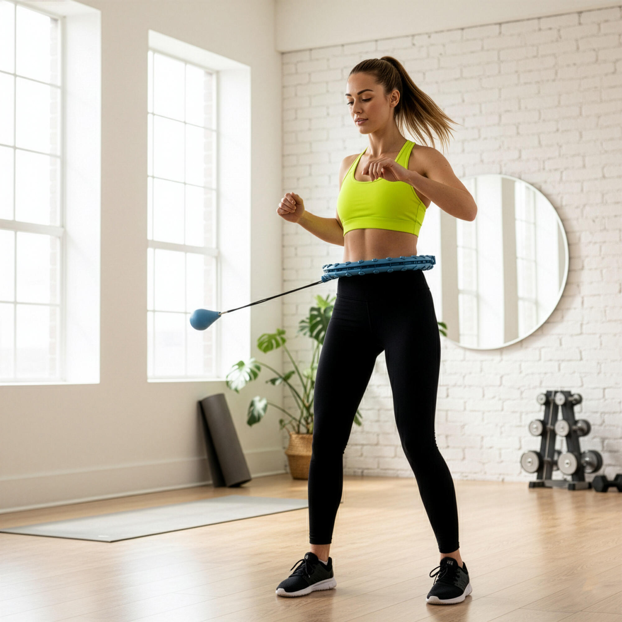 Hula hop cardio, fitness składane z obciążeniem i wypustkami masującymi, niebies 7/7