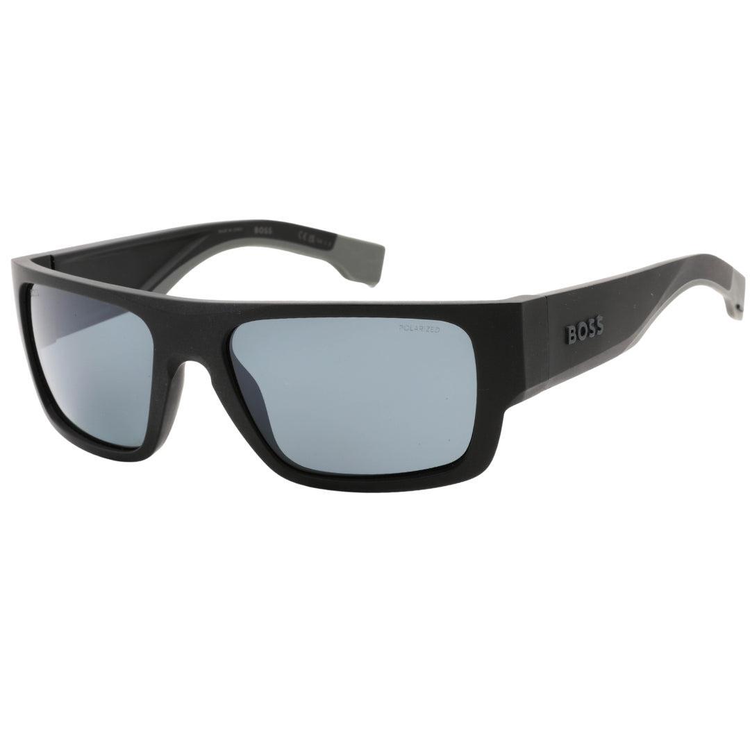 Mens Rectangular Sunglasses (Matt Black/Grey) 2/2