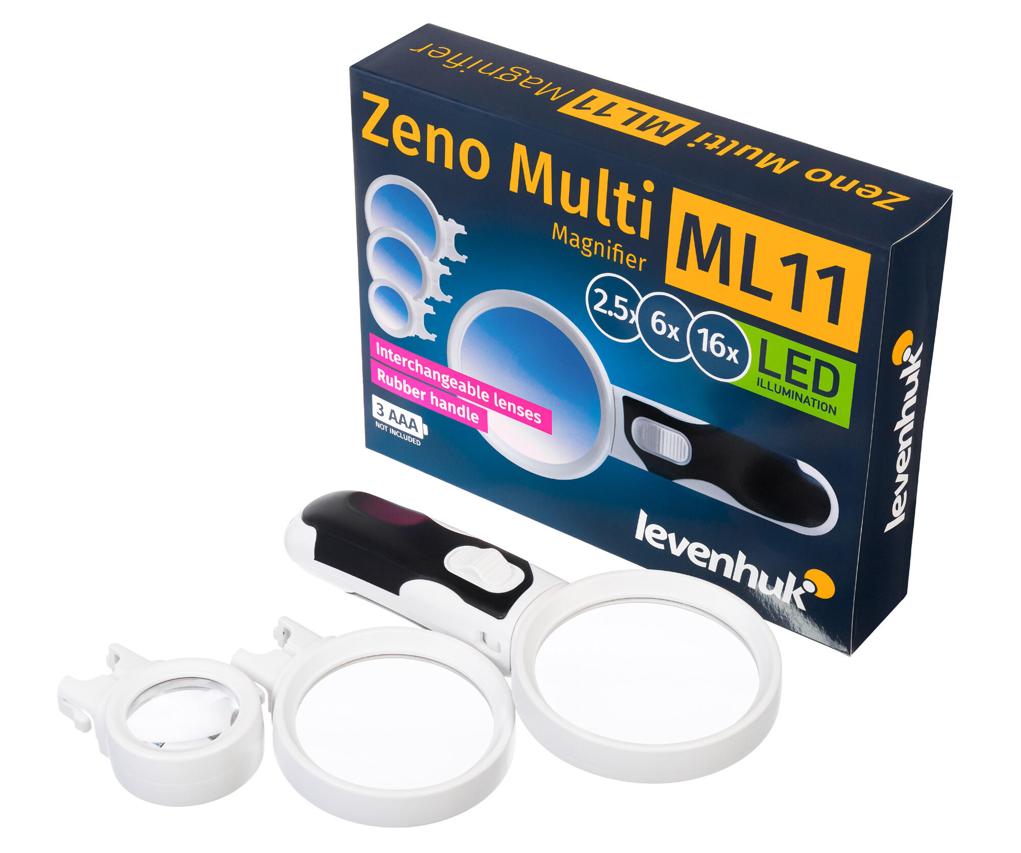 Lupe - Drei Wechsellinsen, LED - ML11 - schwarz 2/10