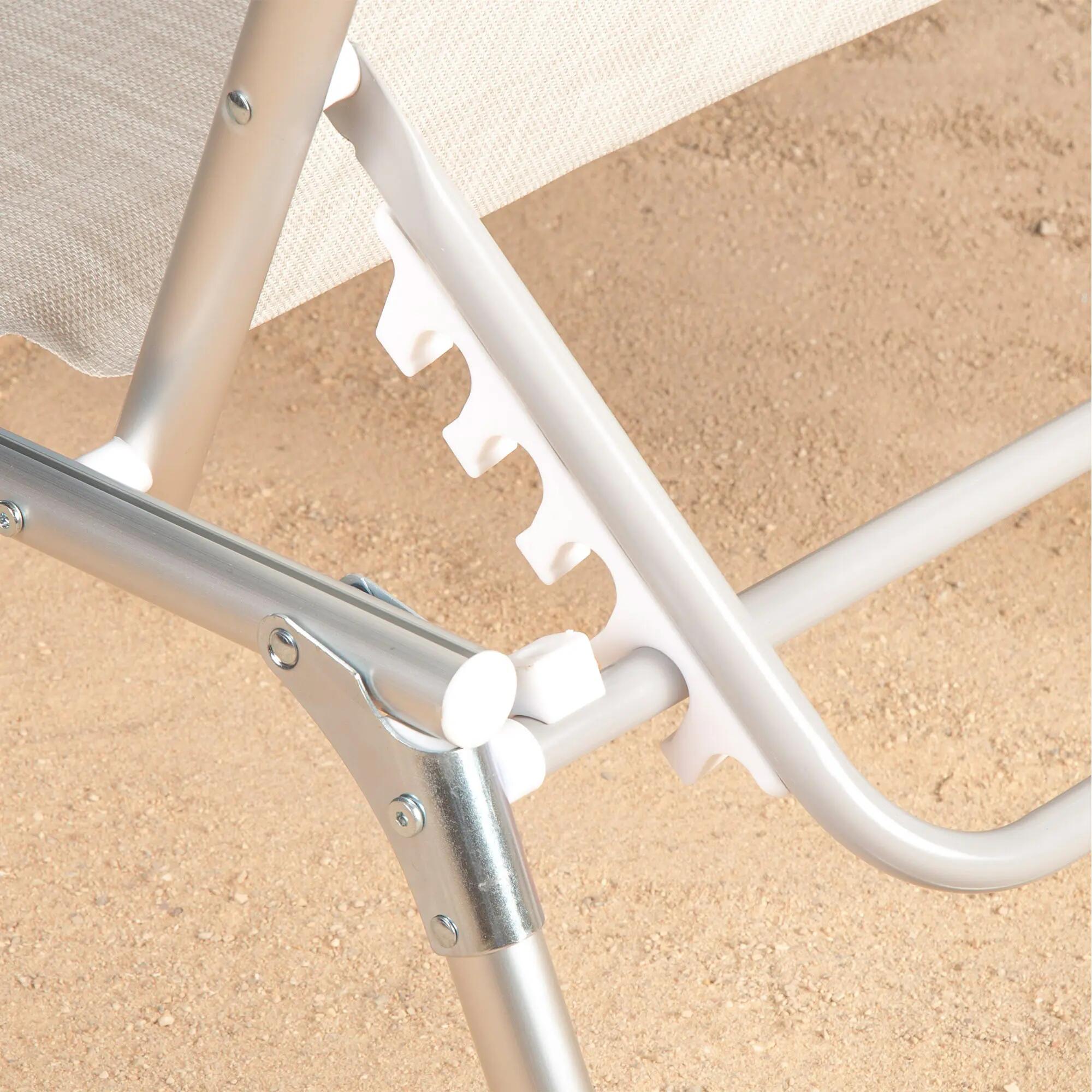 Lot de 2 chaises longues de plage multipositions 186x49x30 cm beige 7/7