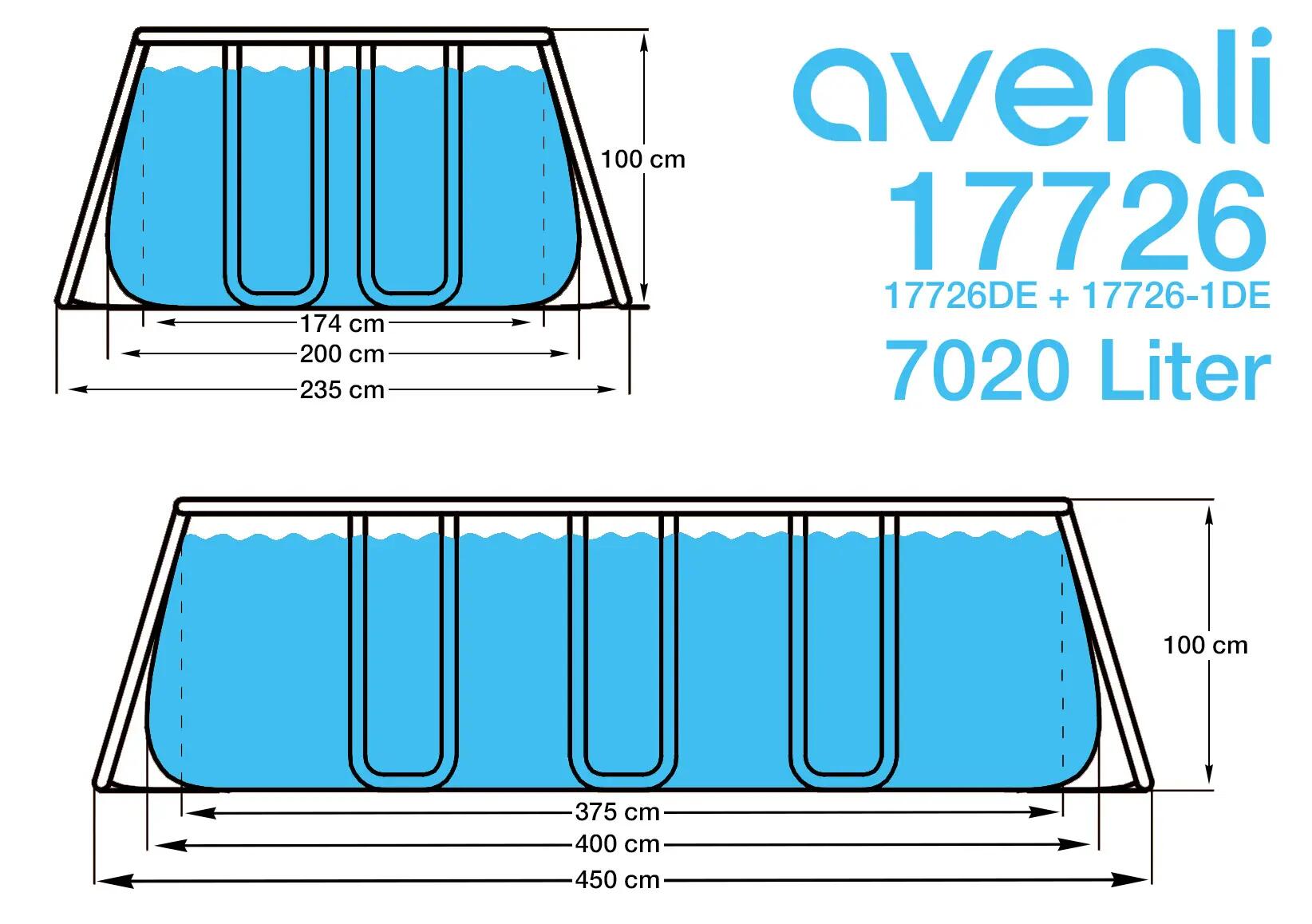 Frame Rectangular Pool Set 400x200x100cm grau mit Filterpumpe 3/15