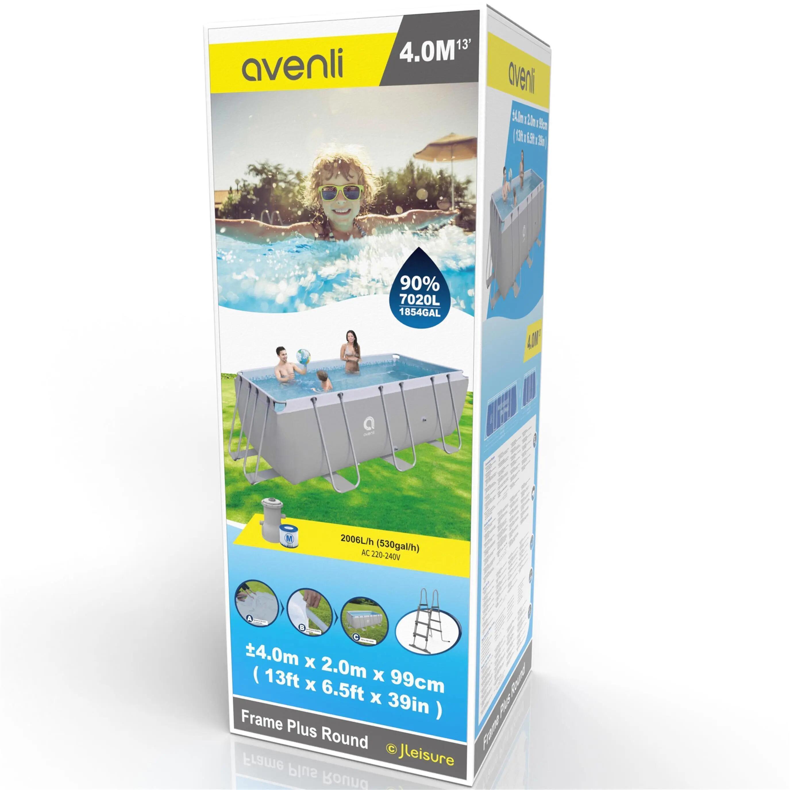 Frame Rectangular Pool Set 400x200x100cm grau mit Filterpumpe 2/15