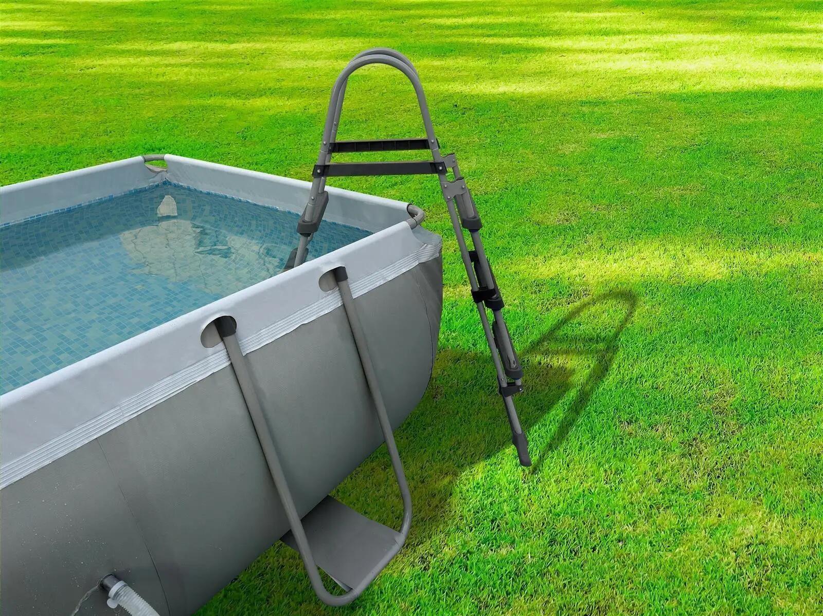 Frame Rectangular Pool Set 400x200x100cm grau mit Filterpumpe 5/15
