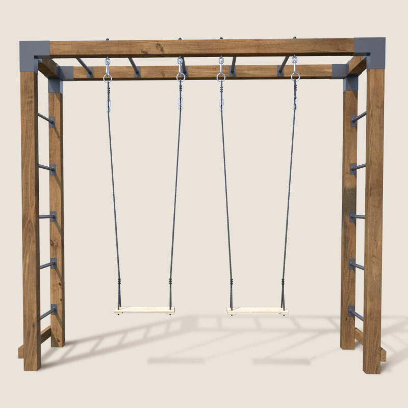 Aire de jeux multi-activités en bois avec 2 balançoires HECTOR 2/5