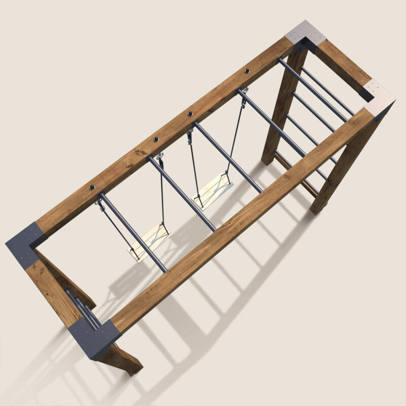 Aire de jeux multi-activités en bois avec 2 balançoires HECTOR 5/5