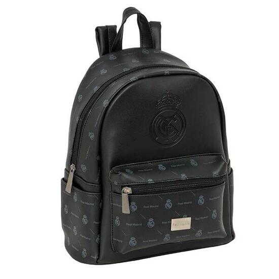 Mini Sac à Dos Scolaire Real Madrid Teen Noir avec Écusson 8,1 L