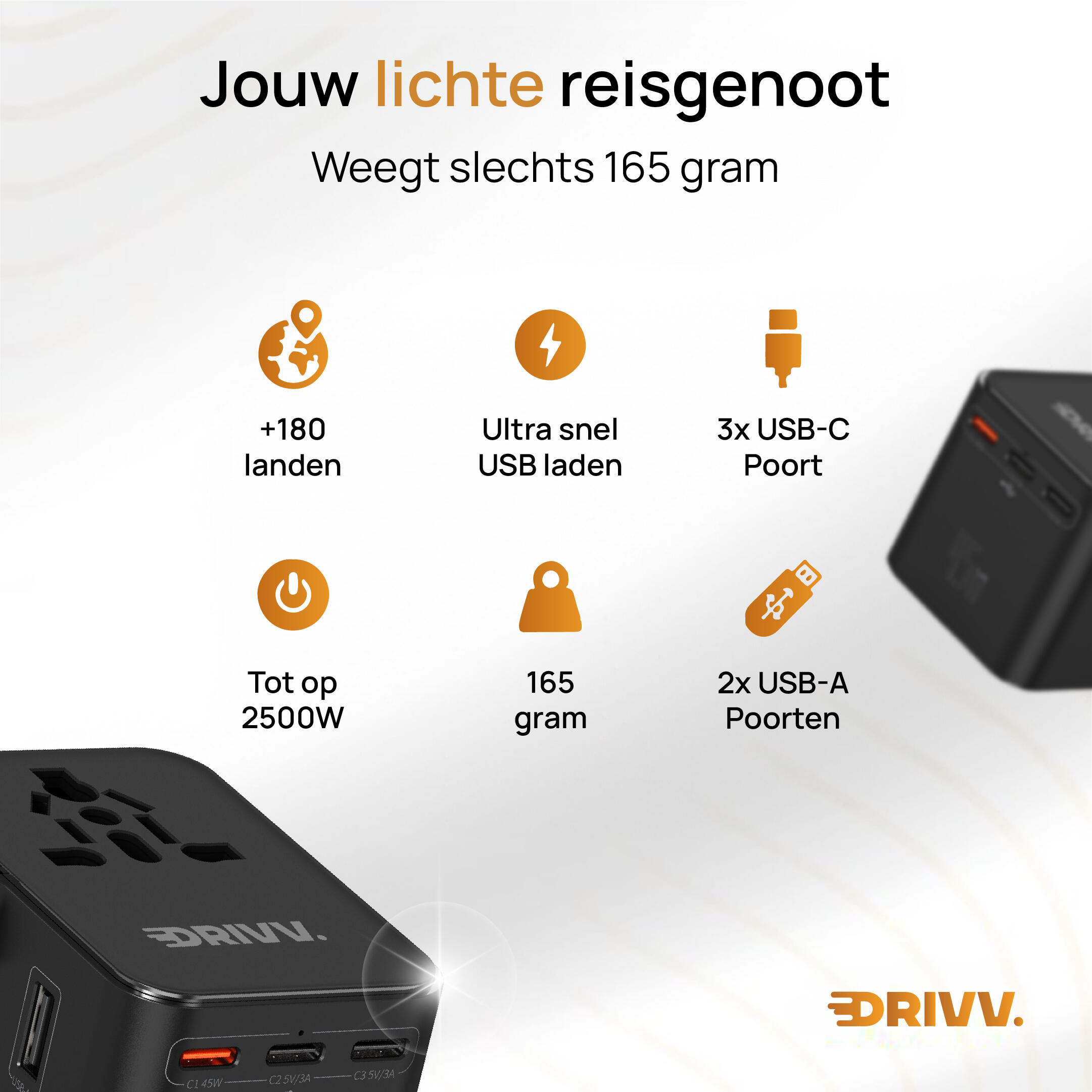 Wereldstekker - 45W snellader - Reisstekker - USB-C adapter 2/7