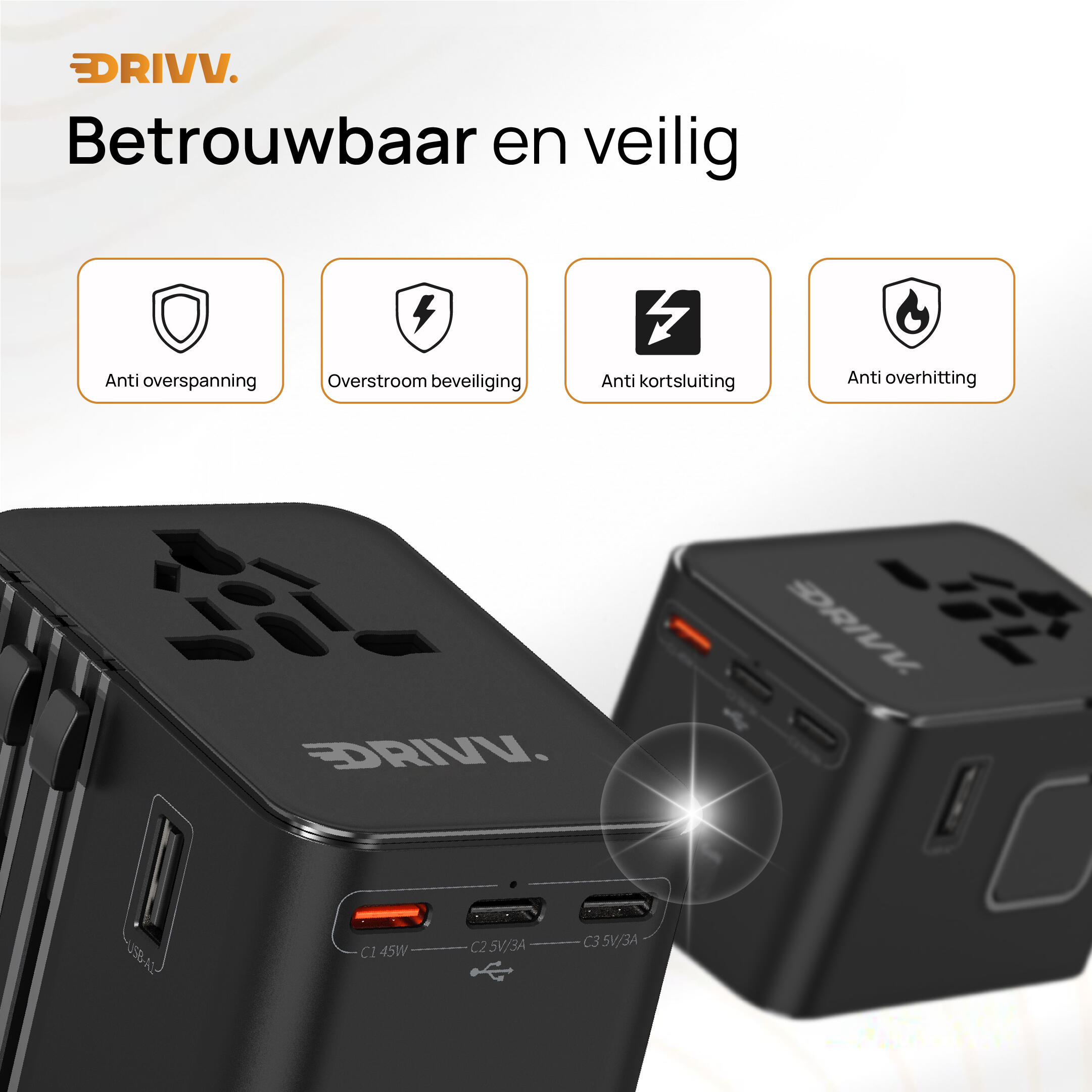 Wereldstekker - 45W snellader - Reisstekker - USB-C adapter 7/7