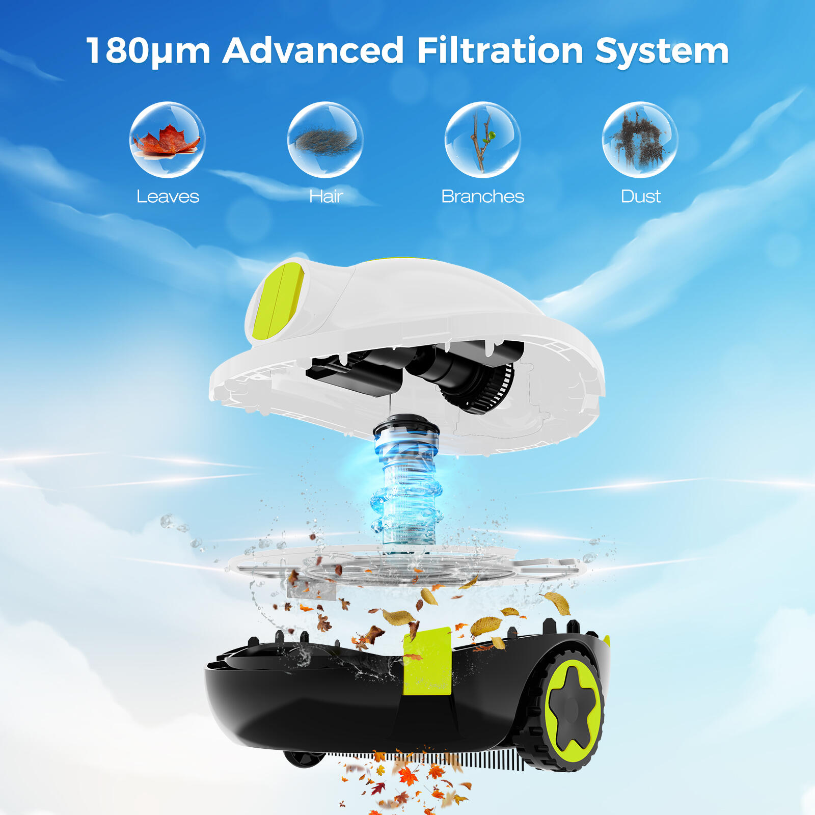 Y10 Robô Piscina sem fio, Limpeza automática, Branco 4/7