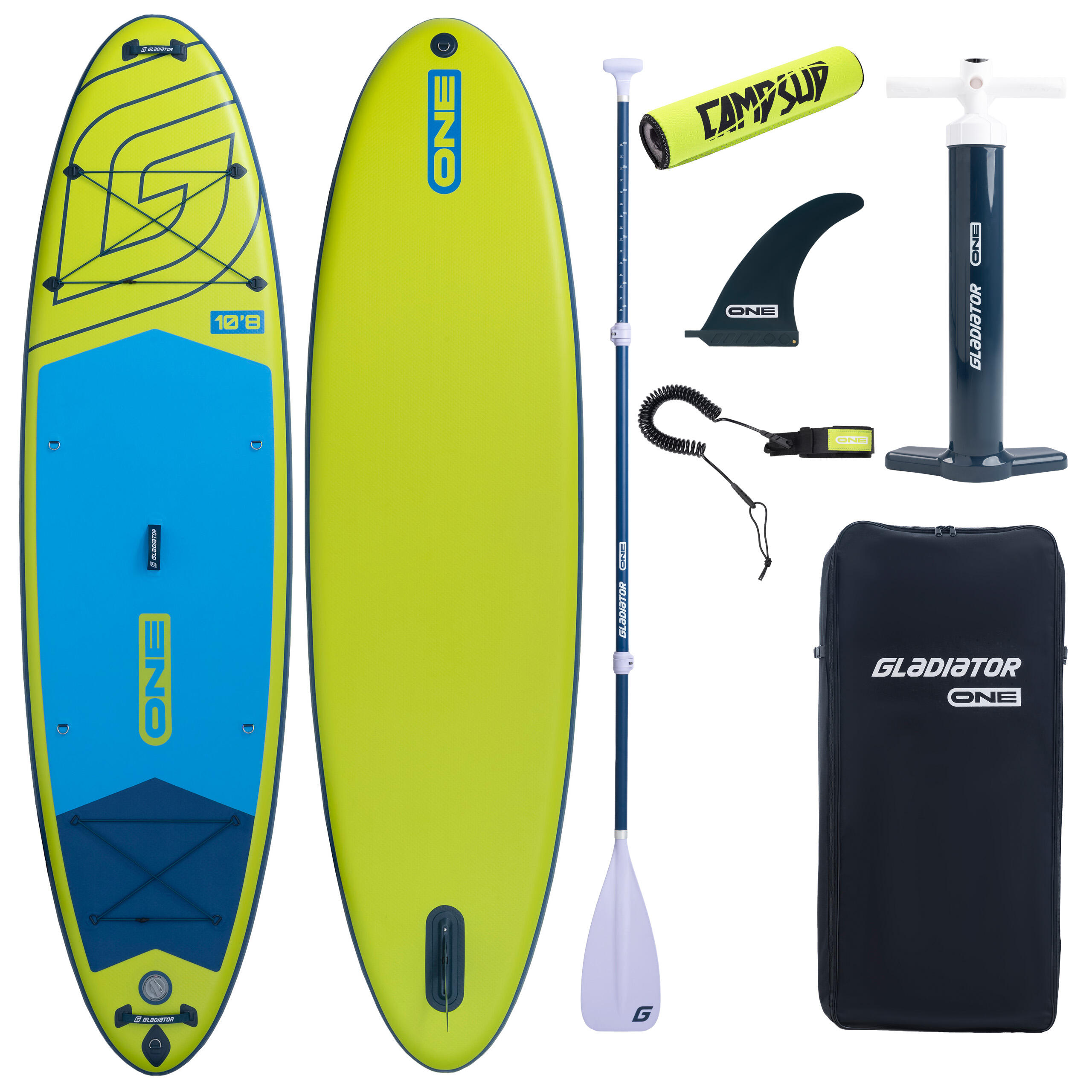 Placă SUP gonflabilă Gladiator ONE 10'8 Allround LIME 2026 + Geamandură verde