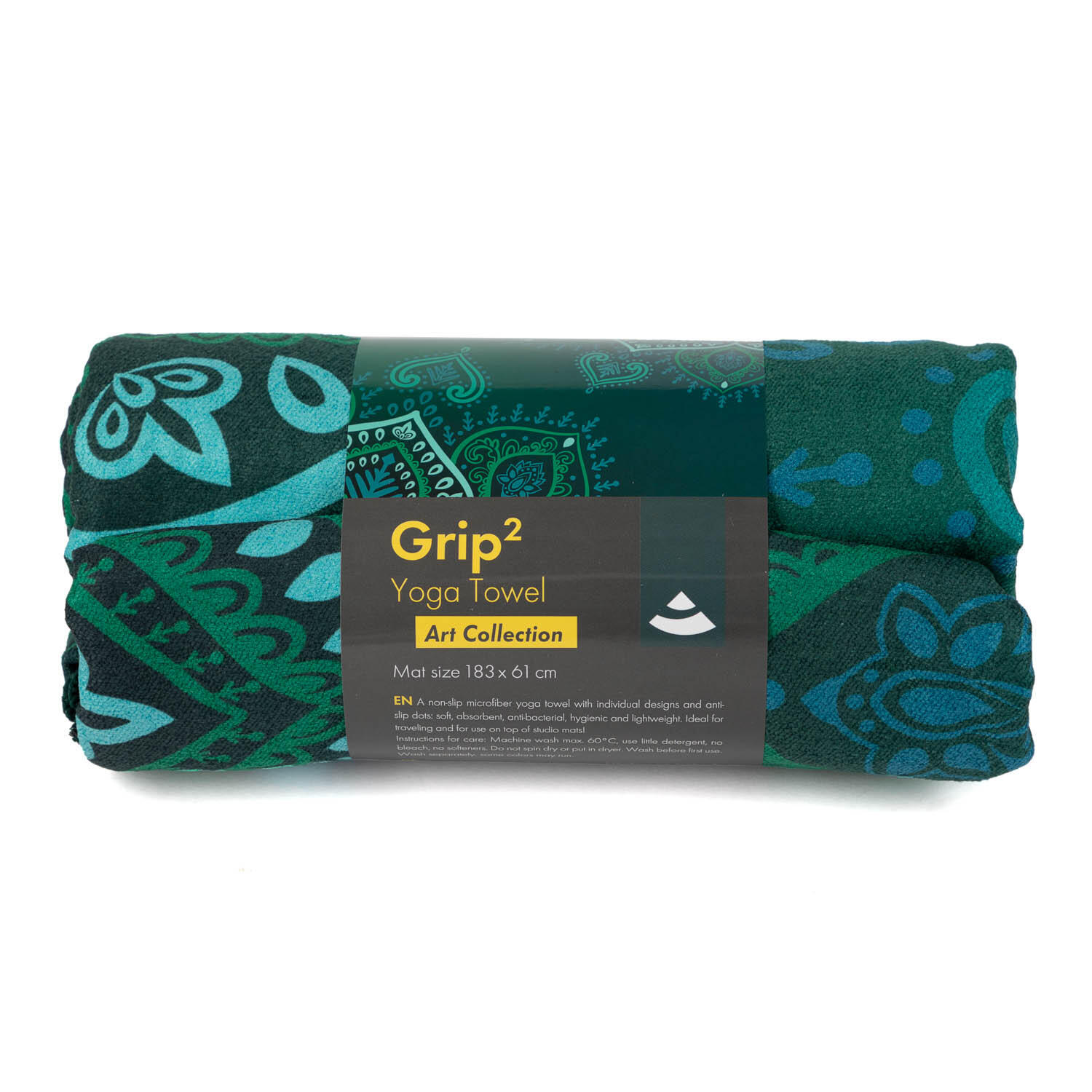 Toalla de yoga GRIP2 Mandala Verde Selva 183 x 61 cm 3/4
