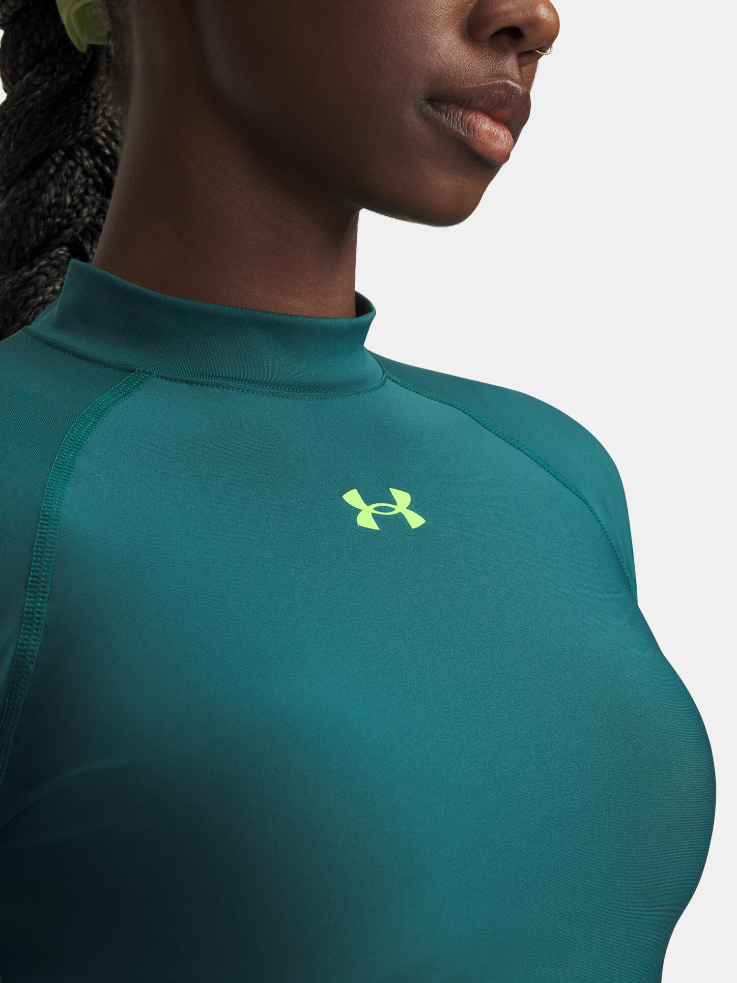 Dames Under Armour HeatGear Crop Mock trainingsshirt met lange mouwen 3/3
