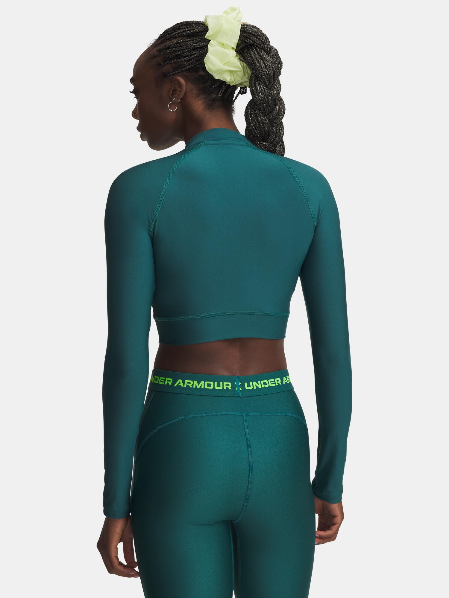 Dames Under Armour HeatGear Crop Mock trainingsshirt met lange mouwen 2/3
