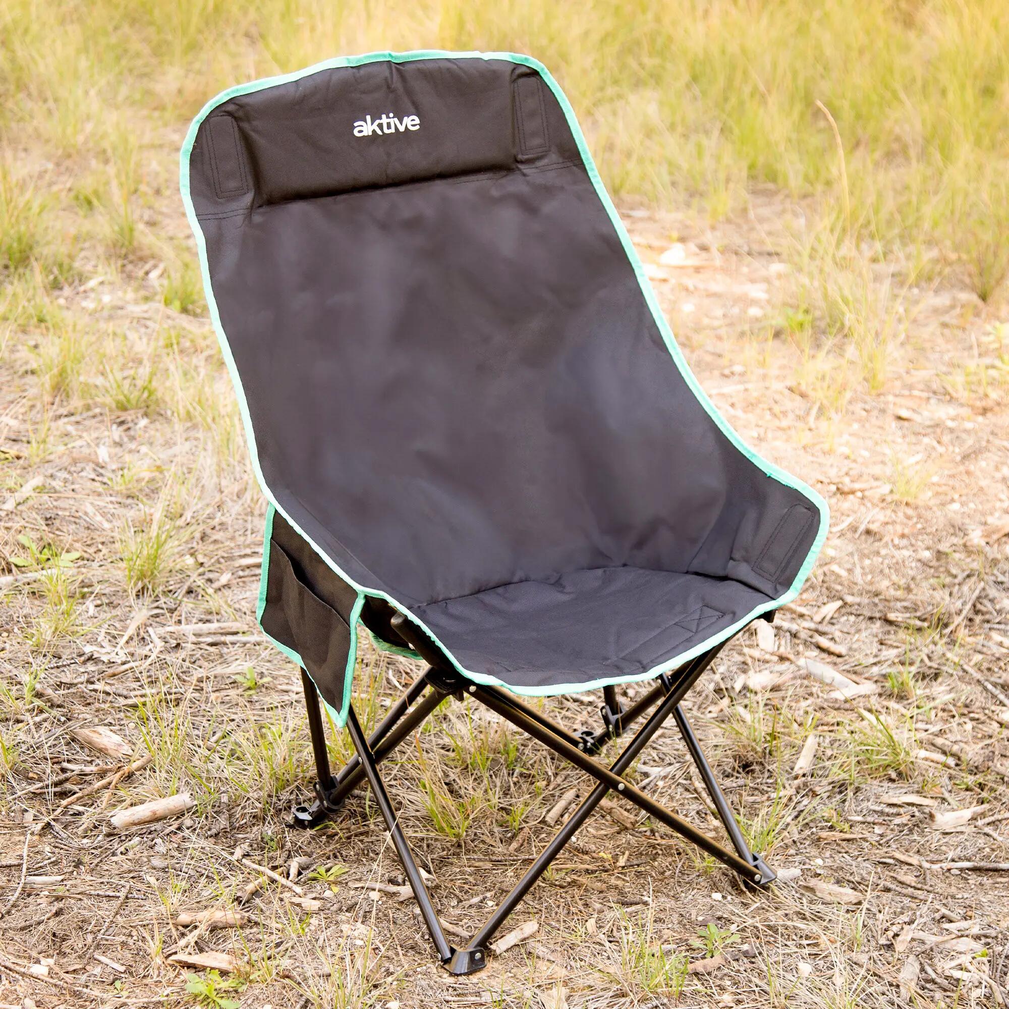 Aktive Lot de 2 chaises de camping hautes 55x45x90 cm noires 3/7