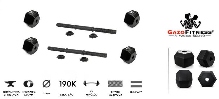 GazoFitness® Állítható hatszögletű Kézi Súlyzó – 2×7,5 kg (Összesen: 15 kg) 7/7