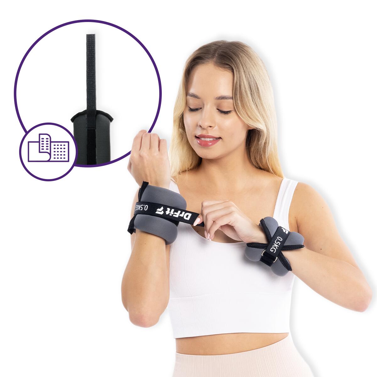 Unisex Fitness Obciążniki na Kostki i Nadgarstki 2 x 0,5 kg DrFit 7/7