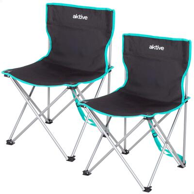 Aktive Sedia da campeggio pieghevole 43x43x71 cm nera con maniglia
