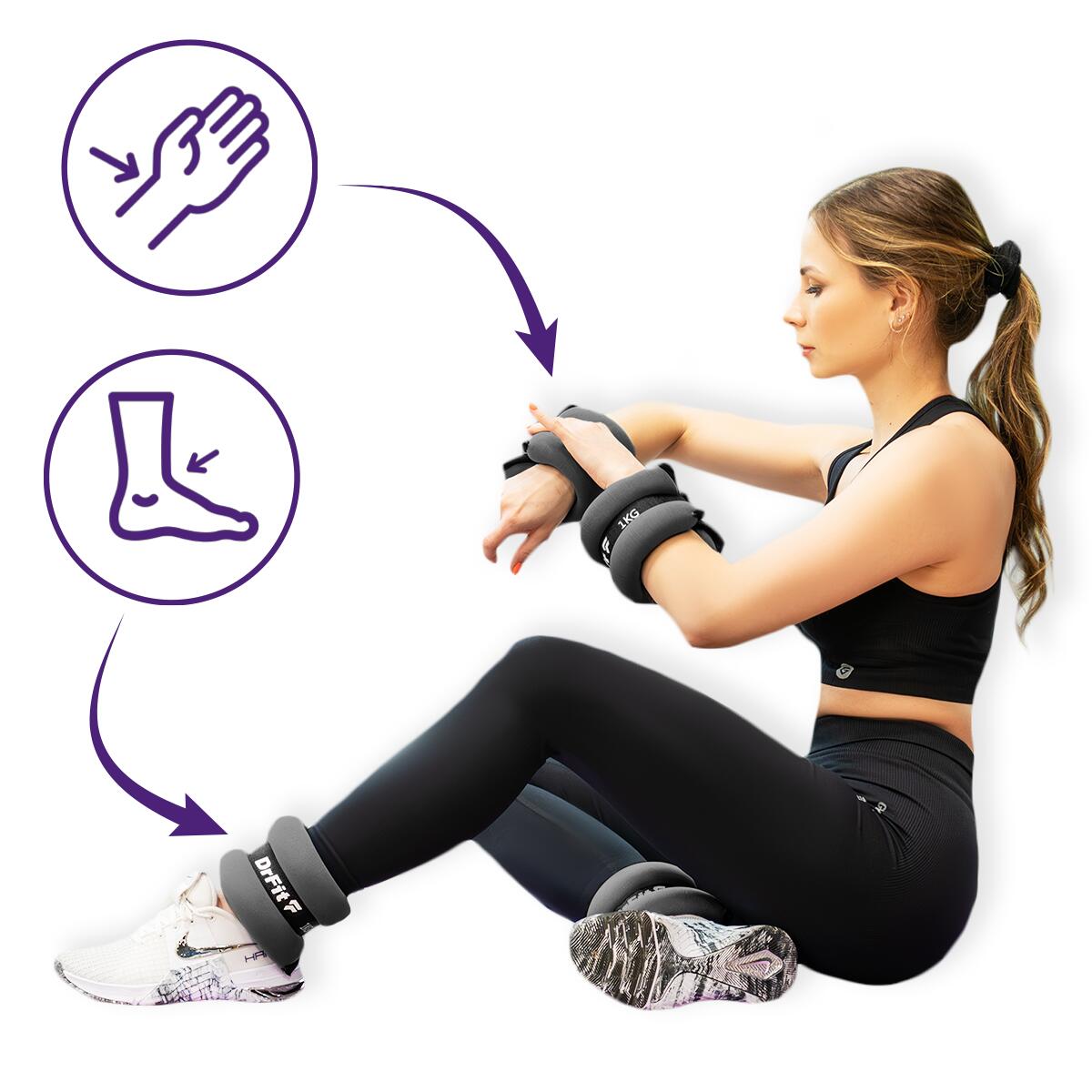 Unisex Fitness Obciążniki na Kostki i Nadgarstki 2 x 0,5 kg DrFit 5/7