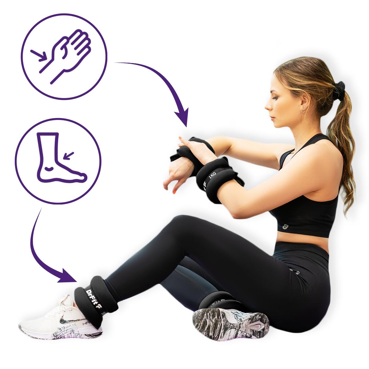 Unisex Fitness Obciążniki na Kostki i Nadgarstki 2 x 0,5 kg DrFit 6/7