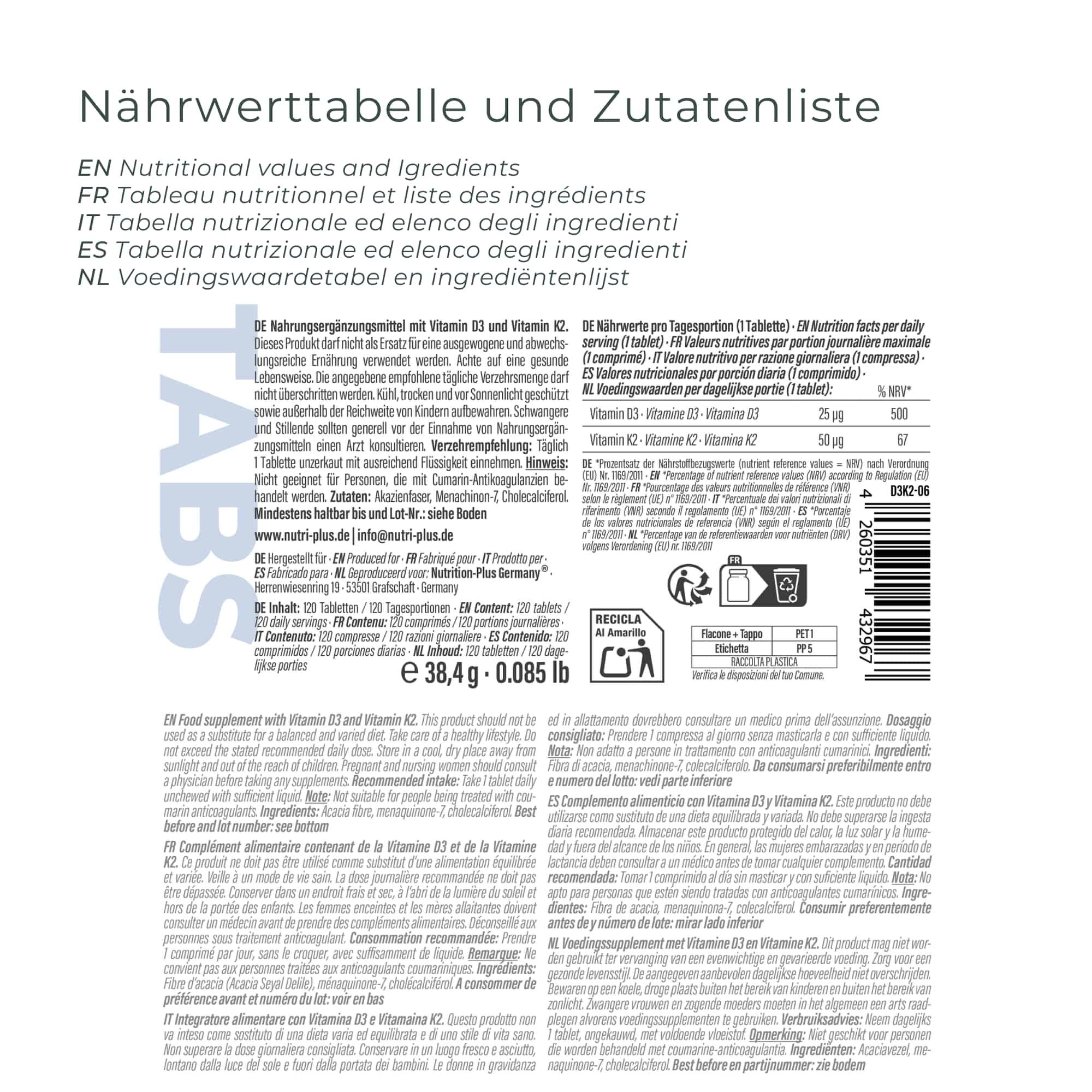 Vitamin D3 + K2 120 Tabletten 2/5