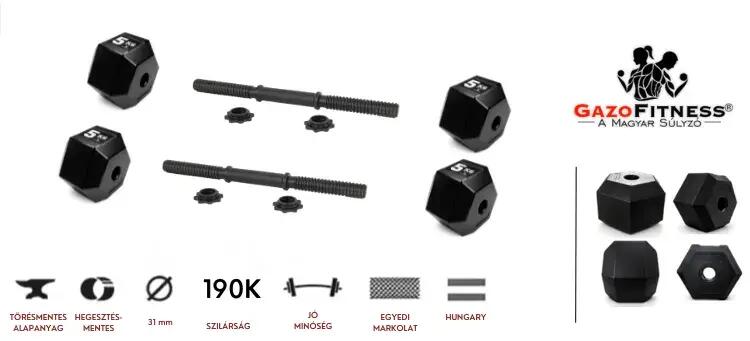 GazoFitness® Állítható Hatszögletű Kézi Súlyzó 2×11,5 kg (Összesen: 23 kg) 2/6