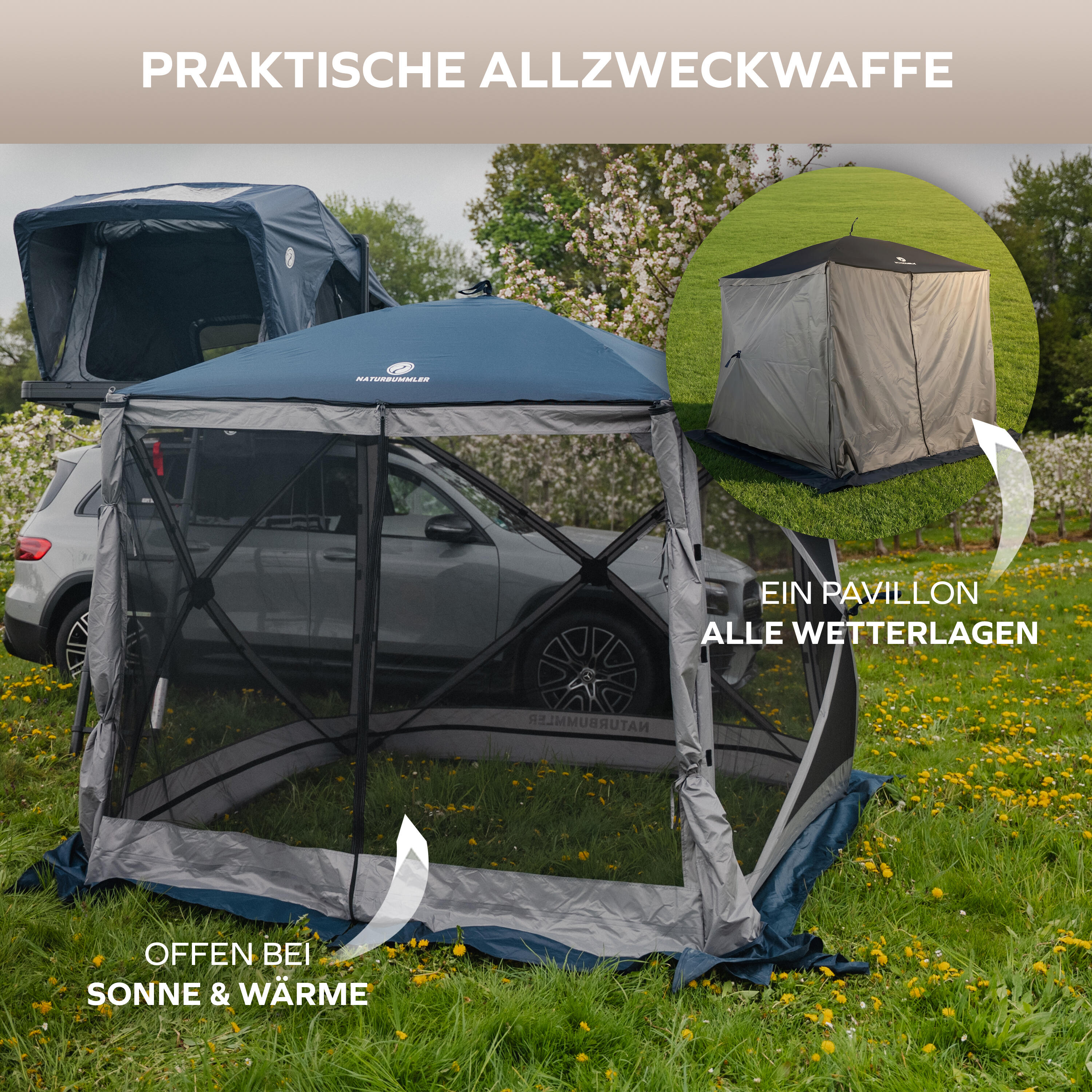 Camping Faltpavillon 4 Personen Pop-Up wasserdicht UV-Schutz 50+ CampBase L 6/7