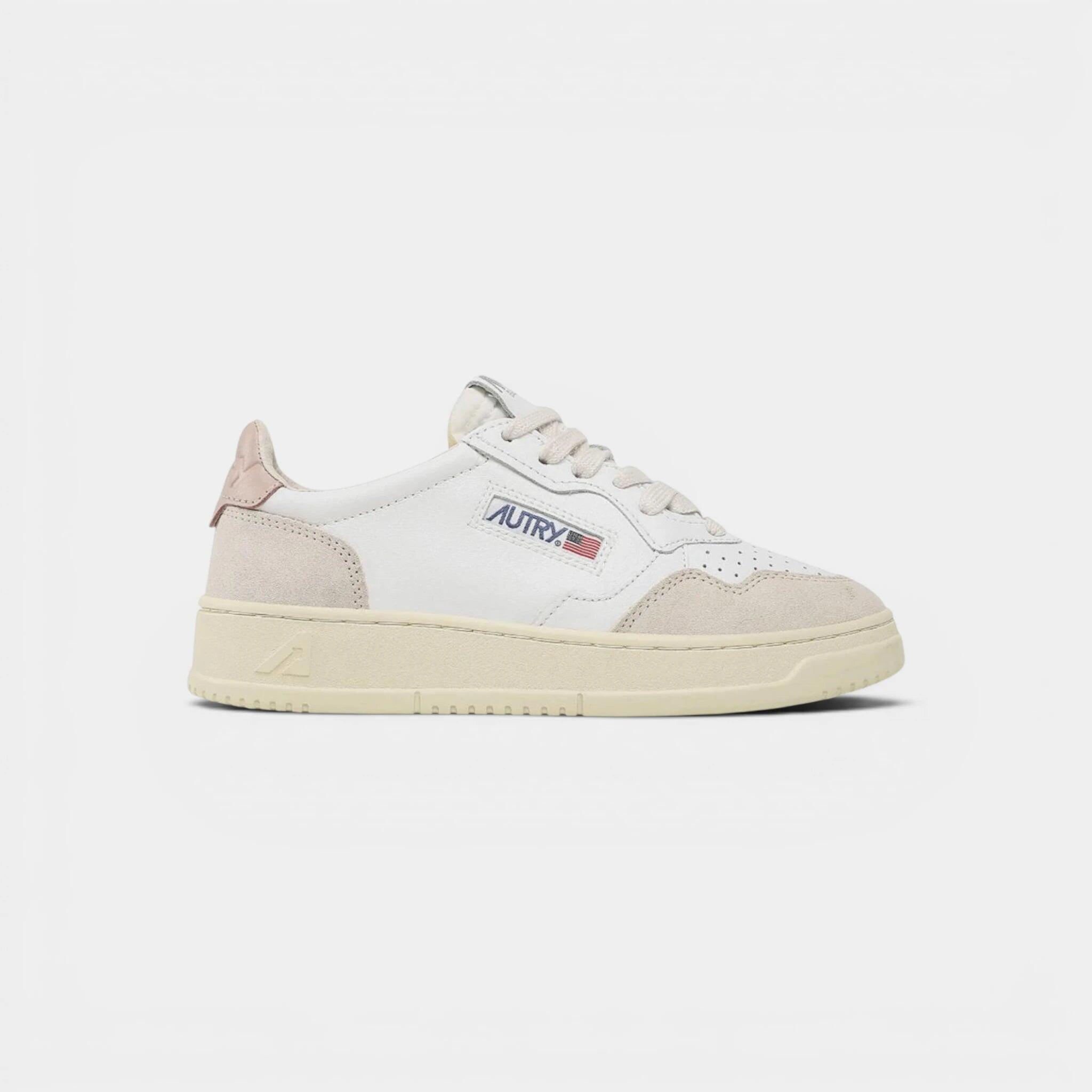 Autry Medalist Leather Low White Pink (Women's) 1/2