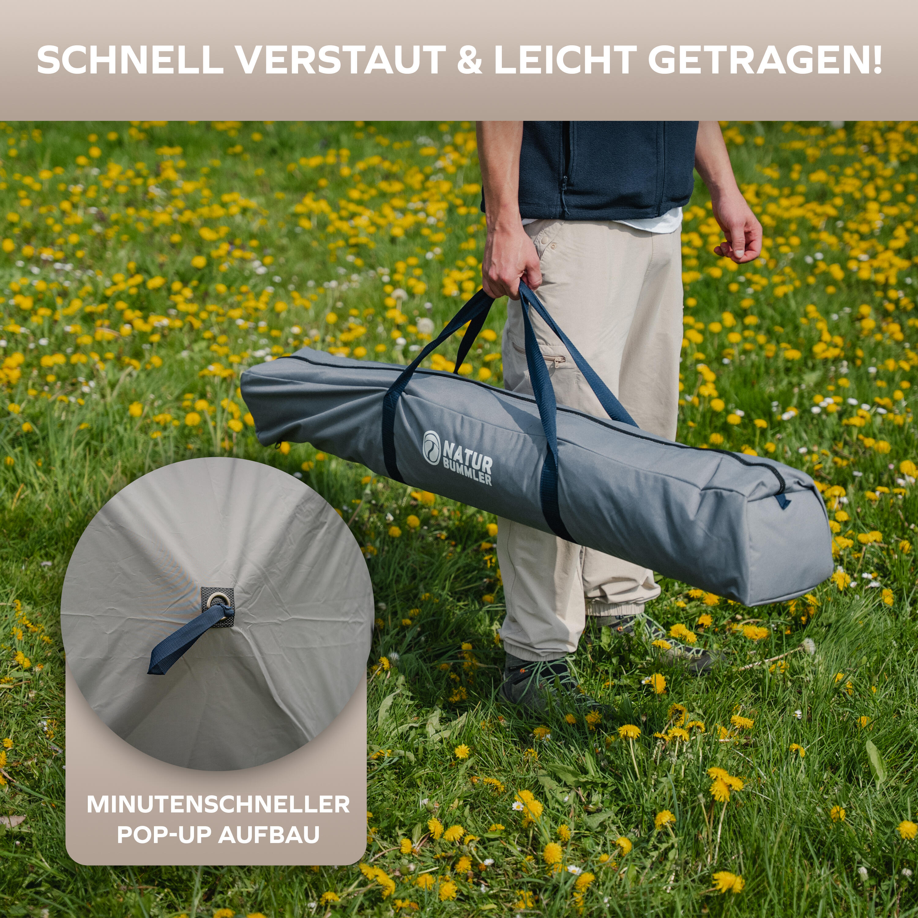 Camping Faltpavillon 4 Personen Pop-Up wasserdicht UV-Schutz 50+ CampBase L 5/7