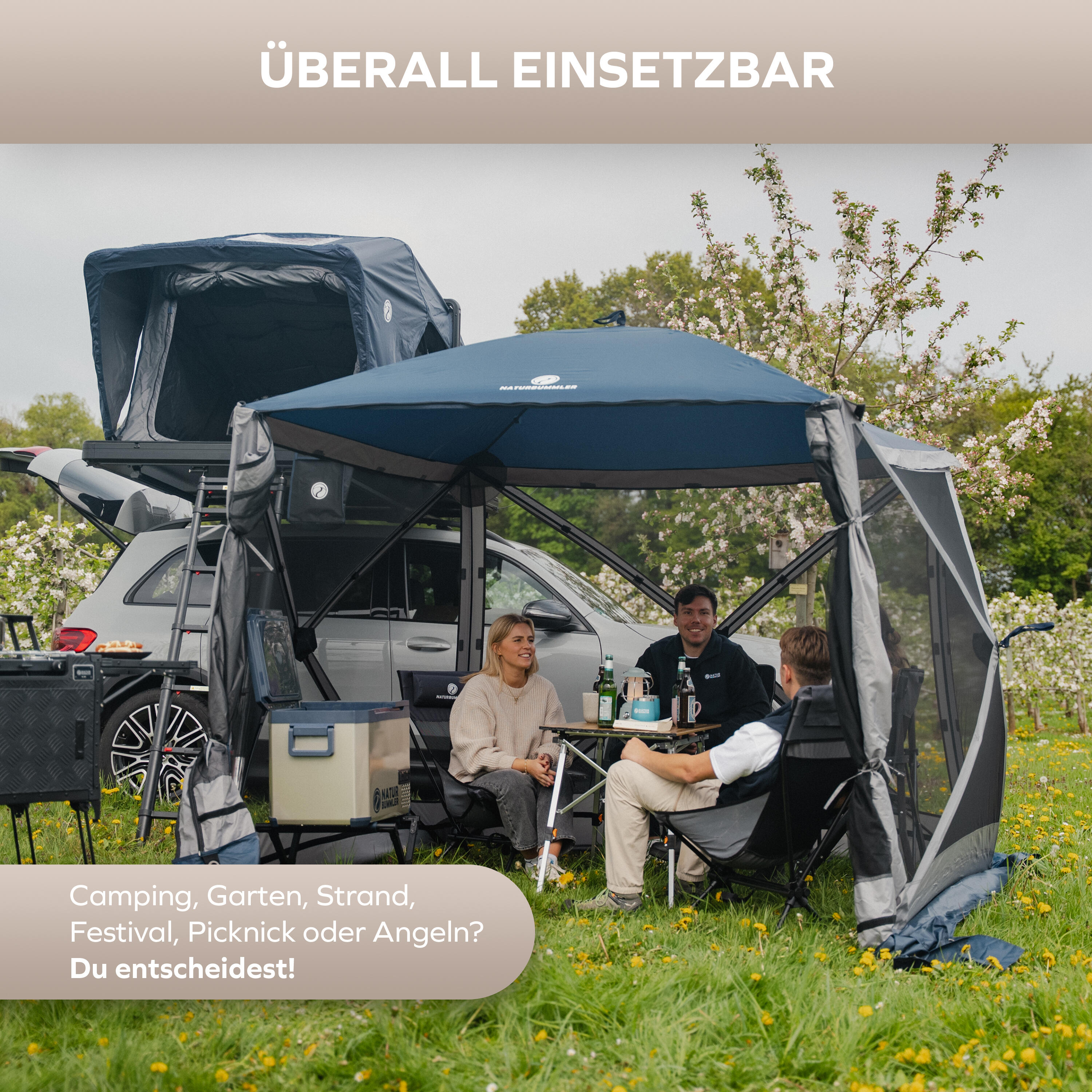 Camping Faltpavillon 4 Personen Pop-Up wasserdicht UV-Schutz 50+ CampBase L 4/7