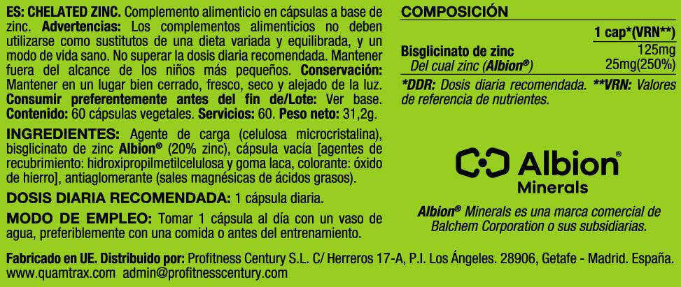 Zinc Quelado - 60 Cápsulas [Quamtrax] Quamtrax 2/2