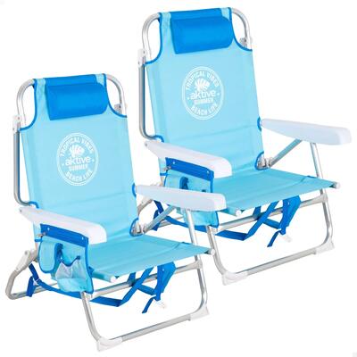 Aktive Sedia da spiaggia bassa multiposizione zaino da spiaggia 50x54x80 cm blu