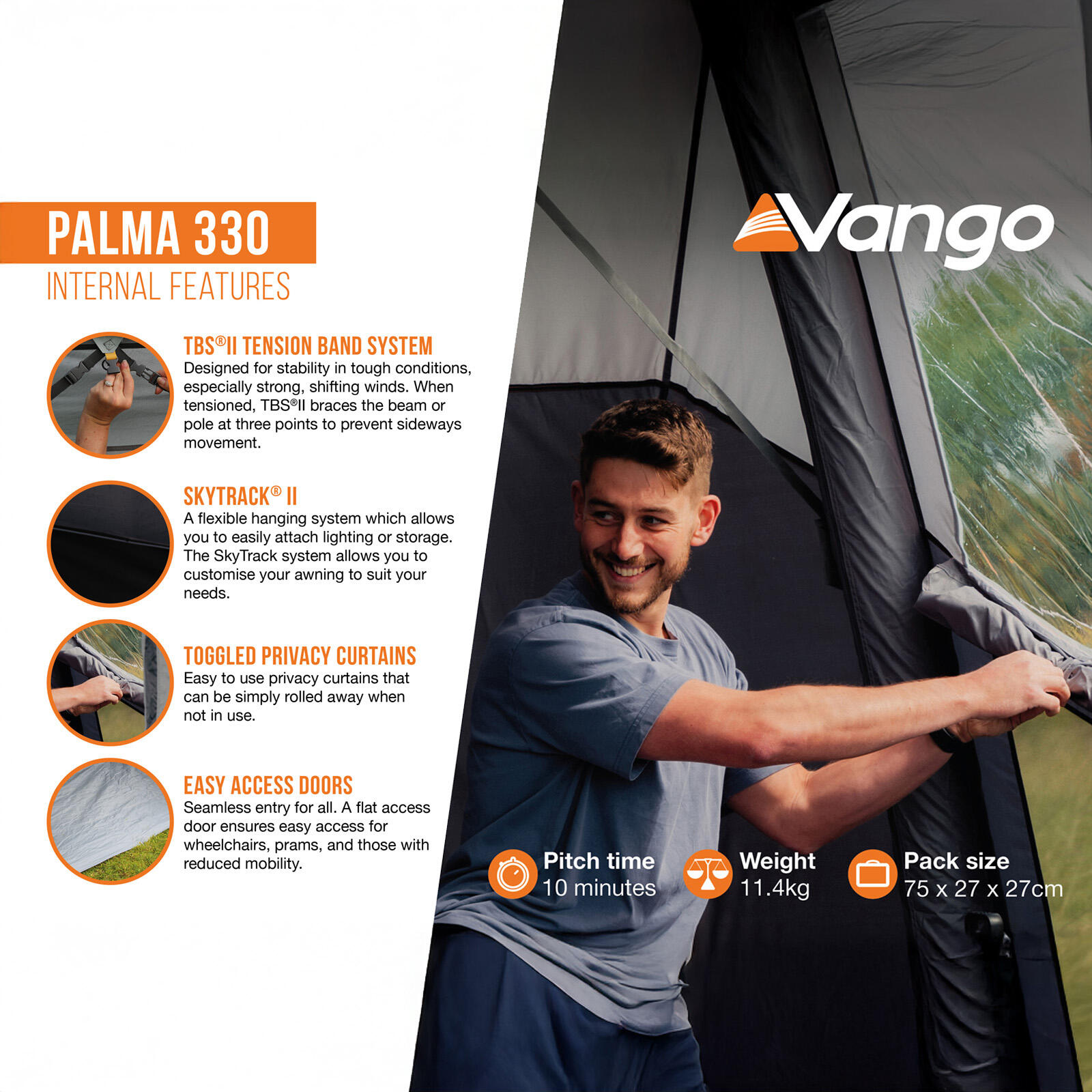 Palma 330 luifel voor campers caravans bussen en motorhomes campingluifel 3/7