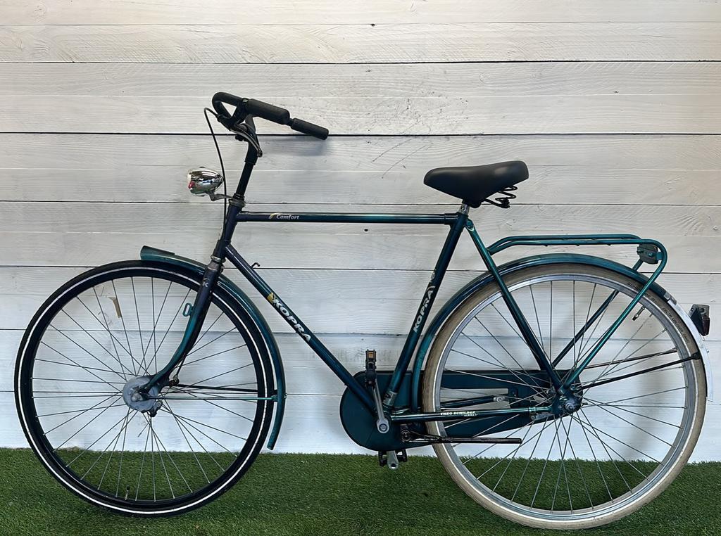 Stadsfiets groen 28" - 57 cm, 1 versnelling, met standaard 3/3