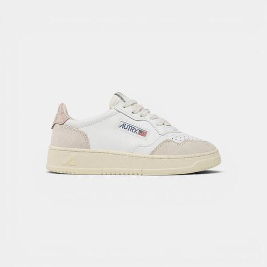 Autry Medalist Leather Low White Pink (Women's)