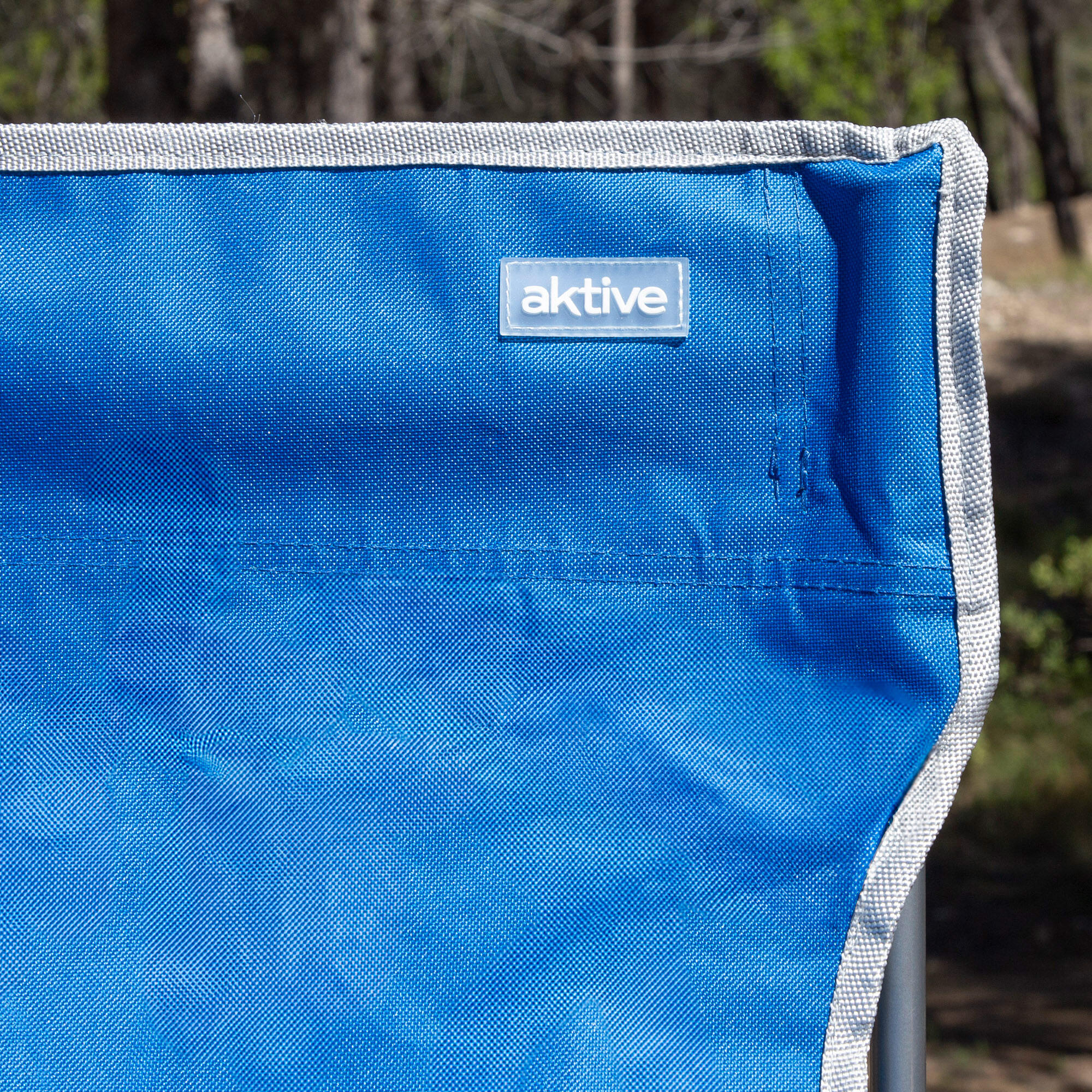 Silla camping plegable de acero y poliéster con topes antivuelco azul 6/7