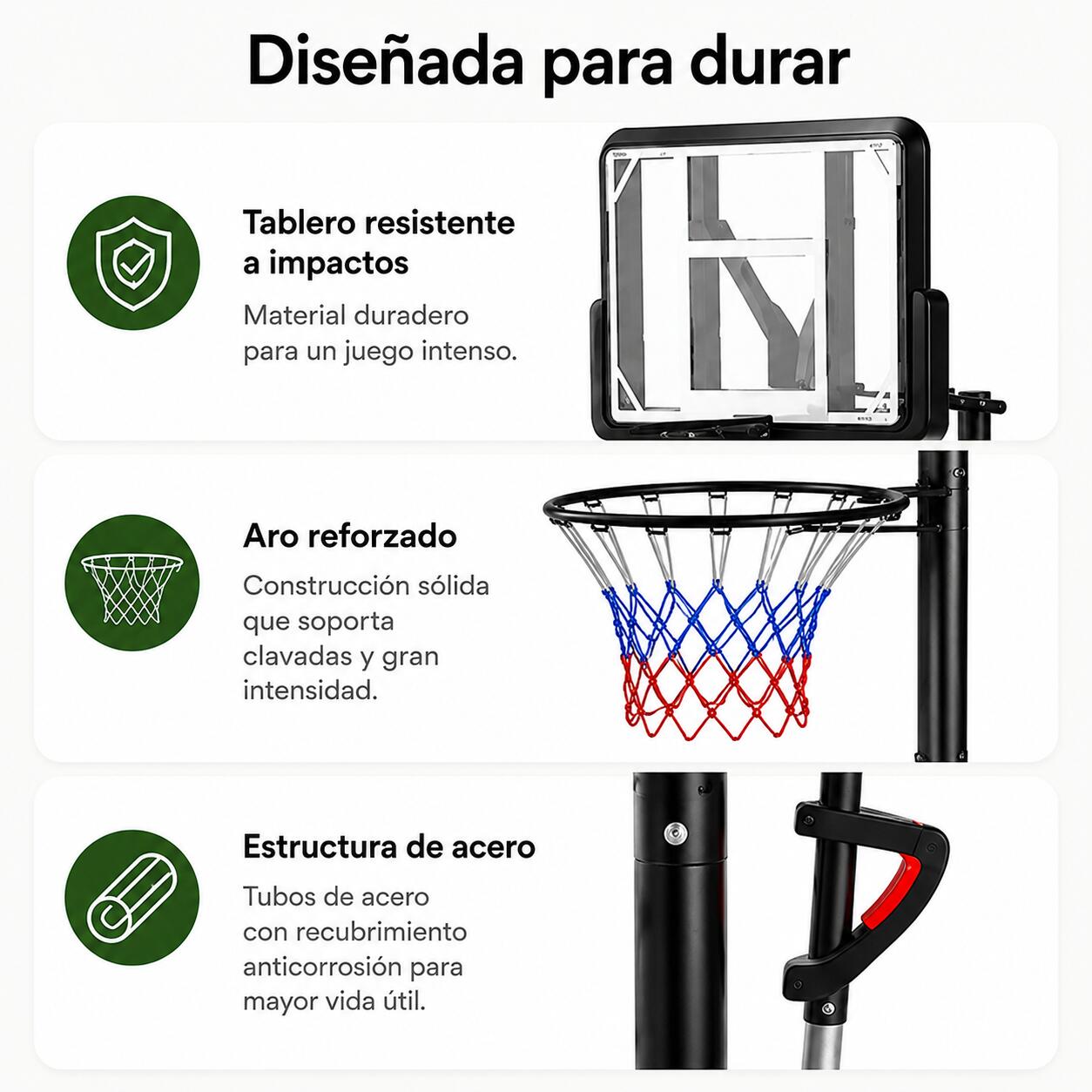 Cesto de basquetebol portátil regulável com rodas e base estável 5/7