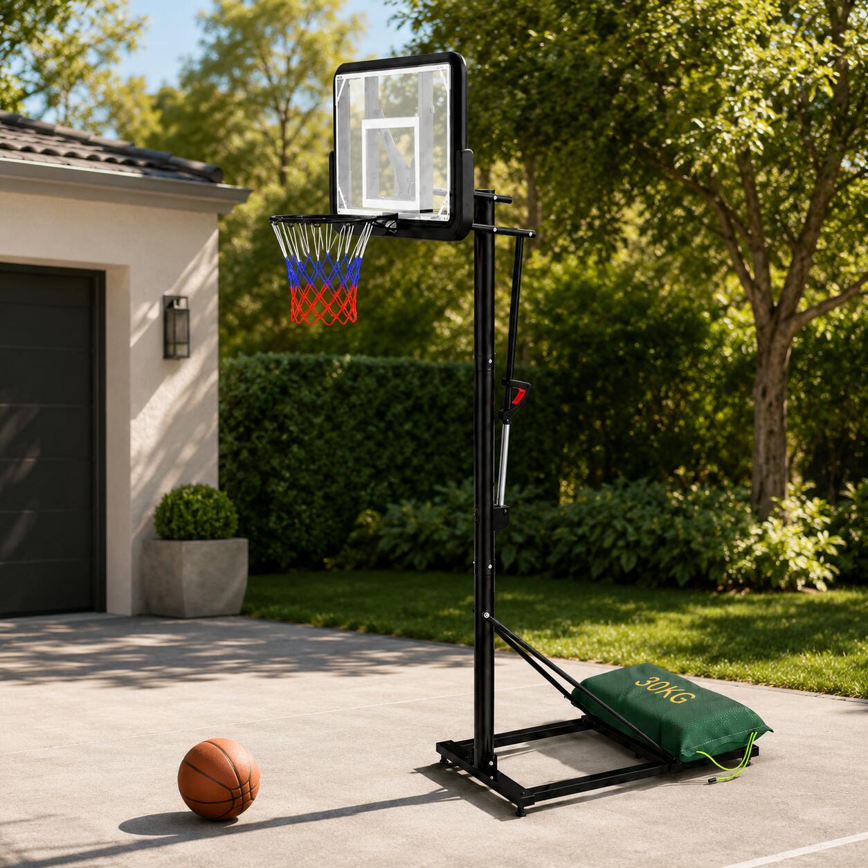 Cesto de basquetebol portátil regulável com rodas e base estável 6/7