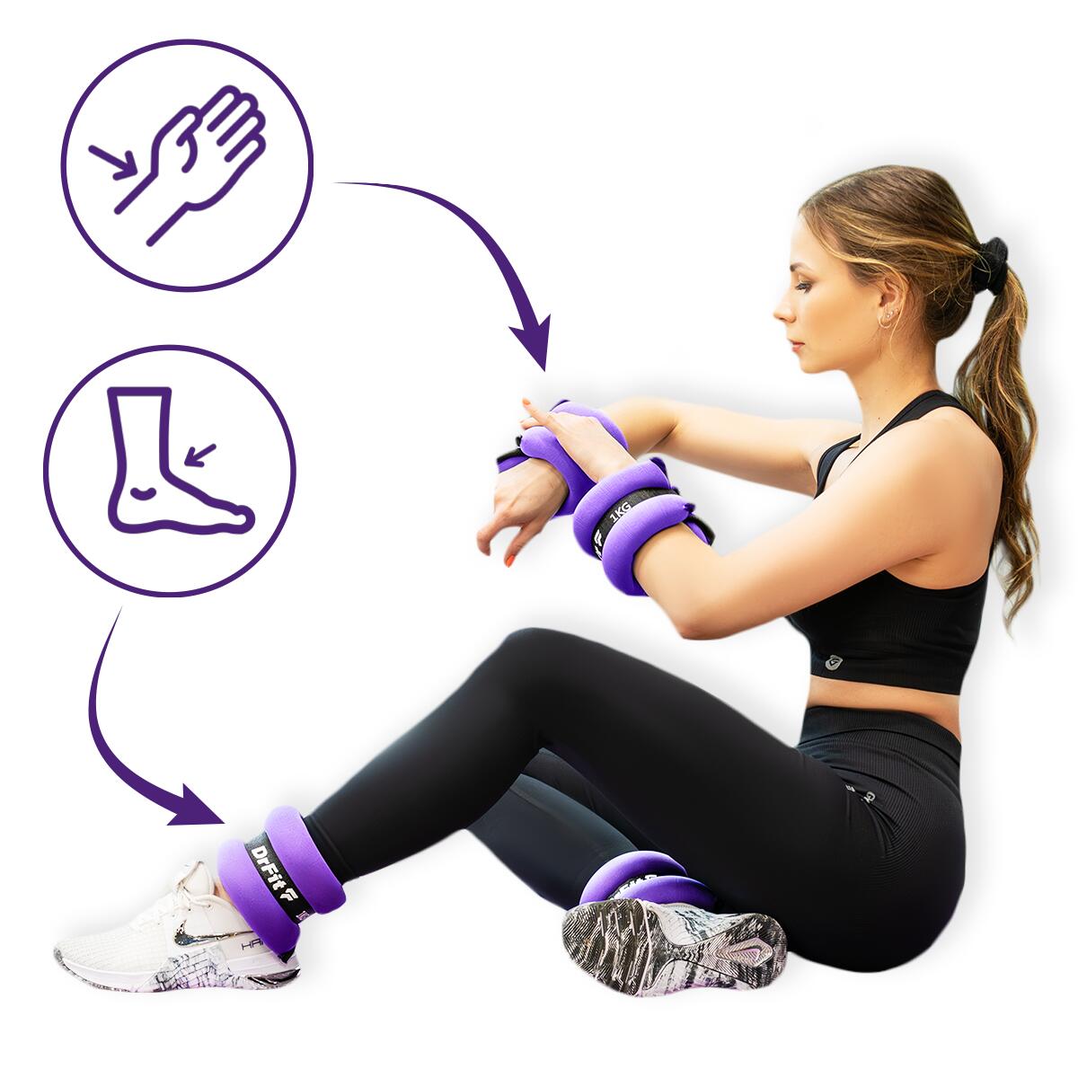 Obciążniki ciężar do ćwiczeń ciężarki do fitnessu na siłownię 1 kg para DrFit 6/7