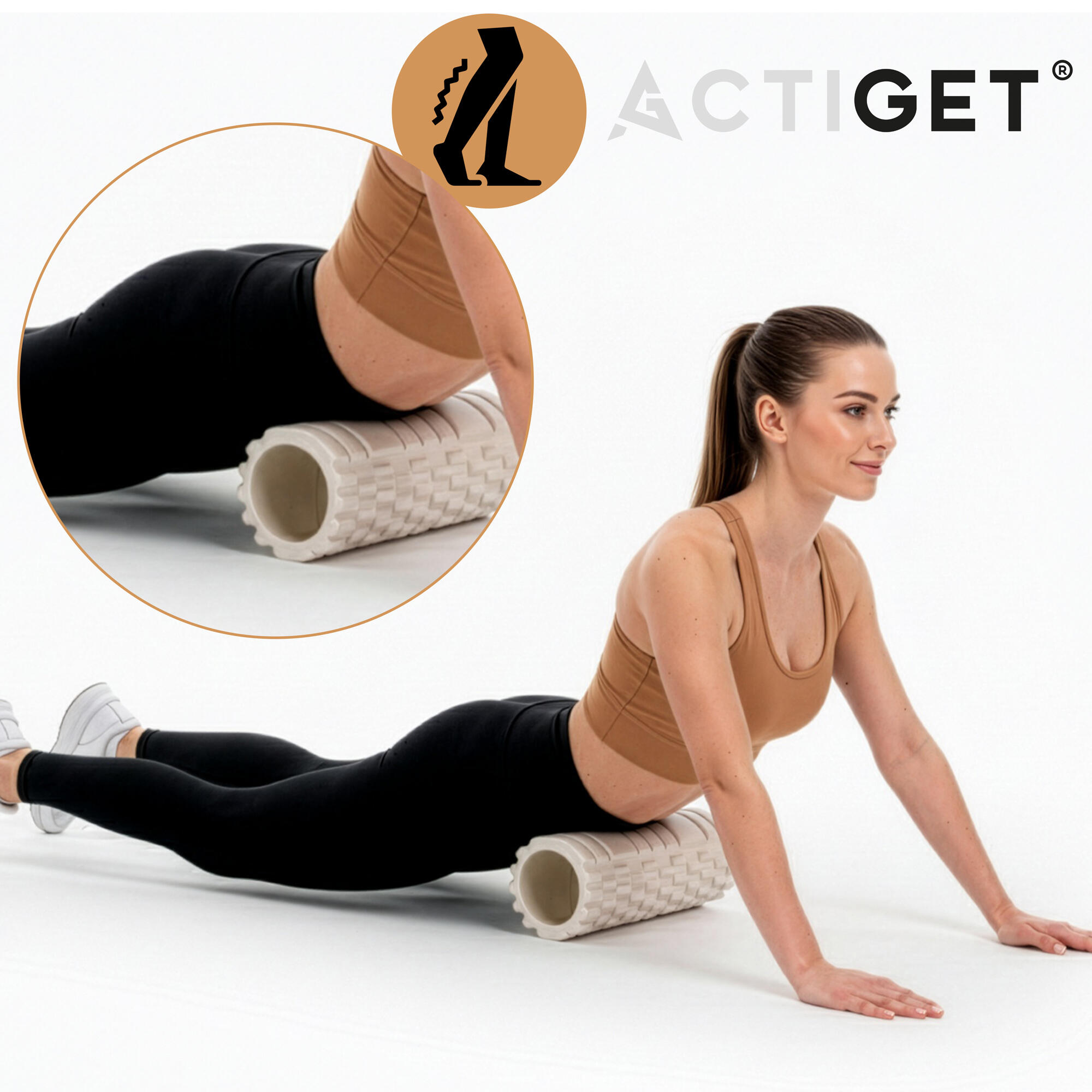 Roller fitness Actiget do masażu ciała średnio twardy, wałek z wypustkami 3/7
