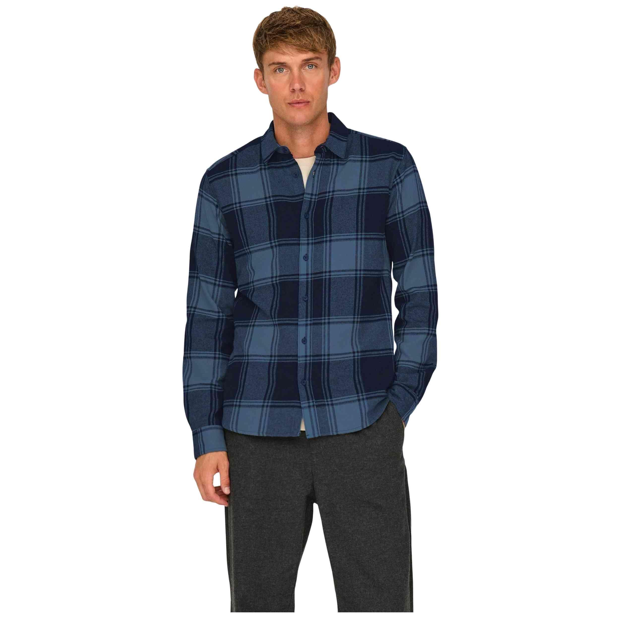Chemise Only & sons modèle 22007112-NAVYBLAZERVINTAGE pour homme 3/4