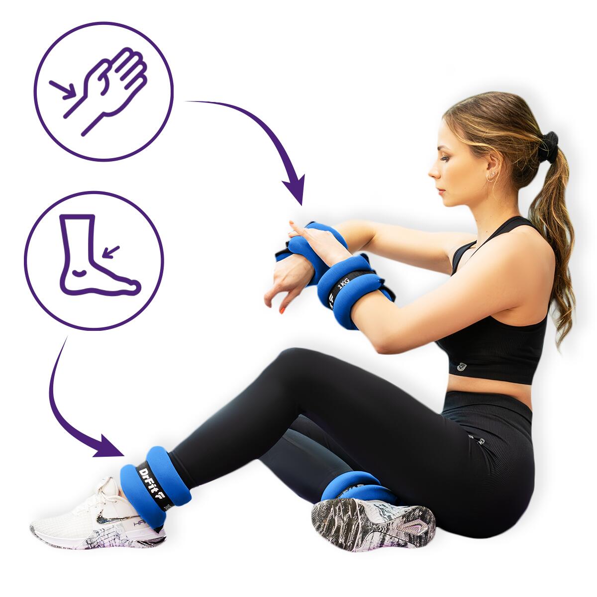 Unisex Fitness Obciążniki na Kostki i Nadgarstki 2 x 2 kg DrFit 5/7