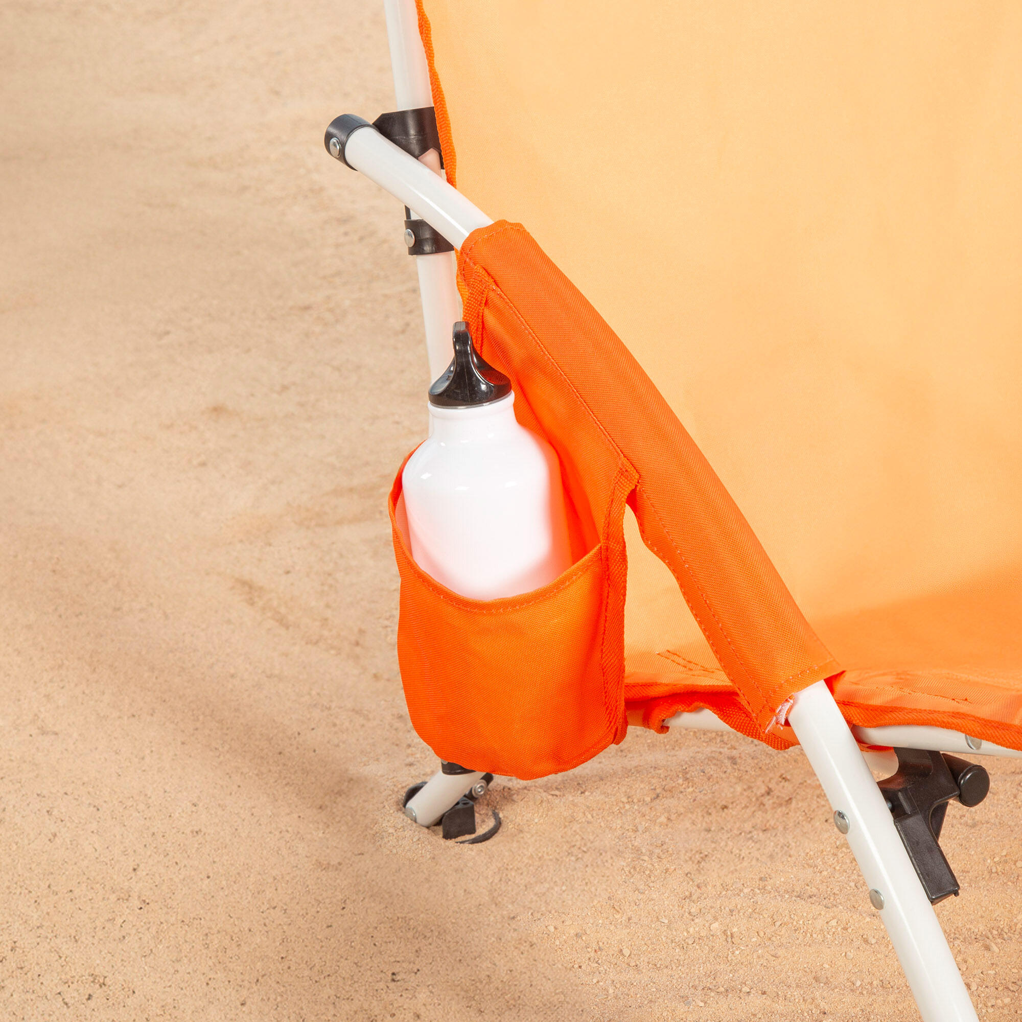 Pack 2 sillas playa plegable naranja con bolsillo lateral 6/7