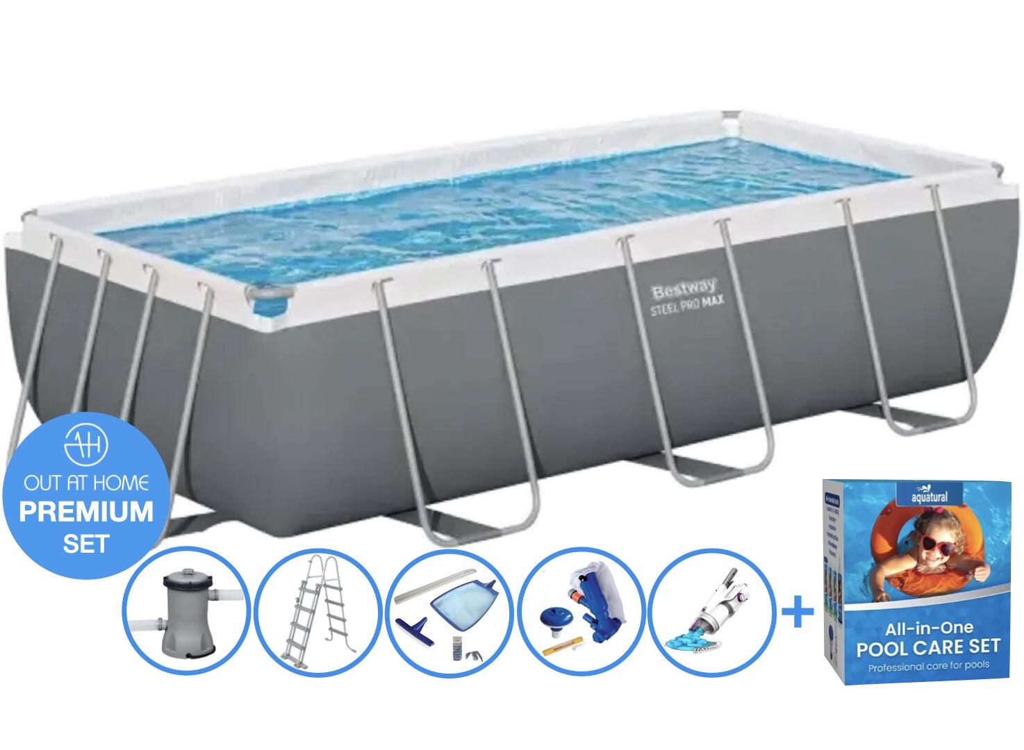 404 x 201 x 100 cm Bestway Power Steel PREMIUM zwembad set - rechthoek 1/5