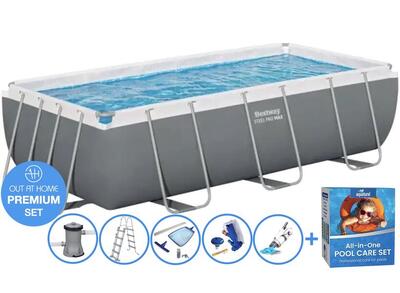 404 x 201 x 100 cm bestway power steel premium zwembad set - rechthoek