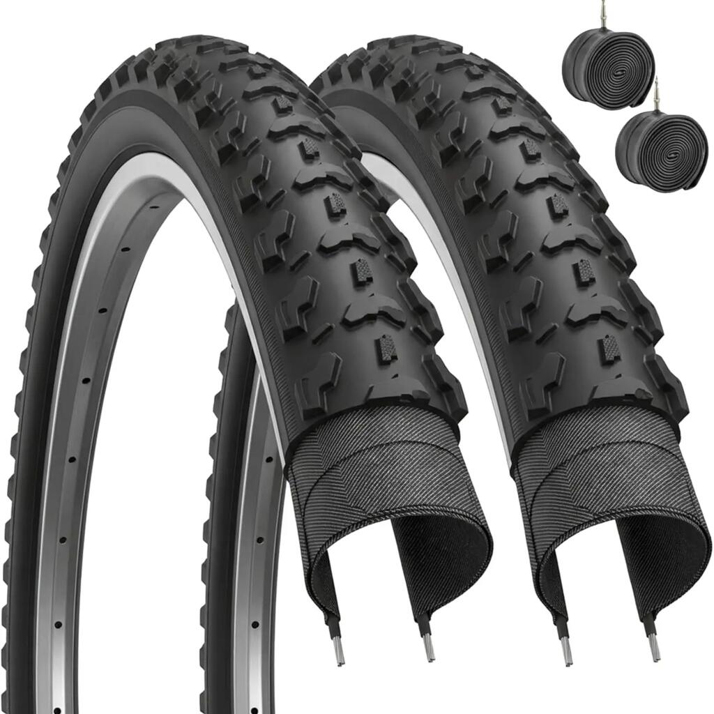 2 Tyres 26x1.95(53-559)+Tubes, Bicycle Tyres 26x1.95 Black MTB EV