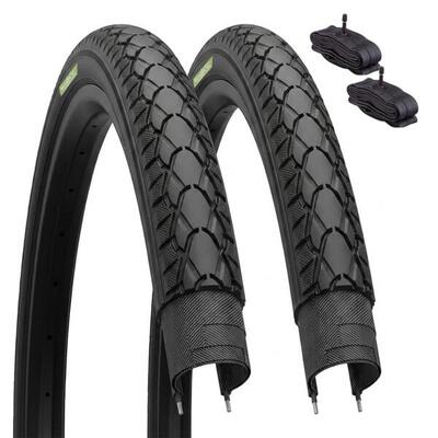 2 banden 28x1 1/2(40-635)+autoventiel, fietsbanden 28 x 1/2 zwart trekking ev