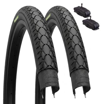 2 Banden 28x1 1/2(40-635)+Autoventiel, Fietsbanden 28 x 1/2 Zwart Trekking EV