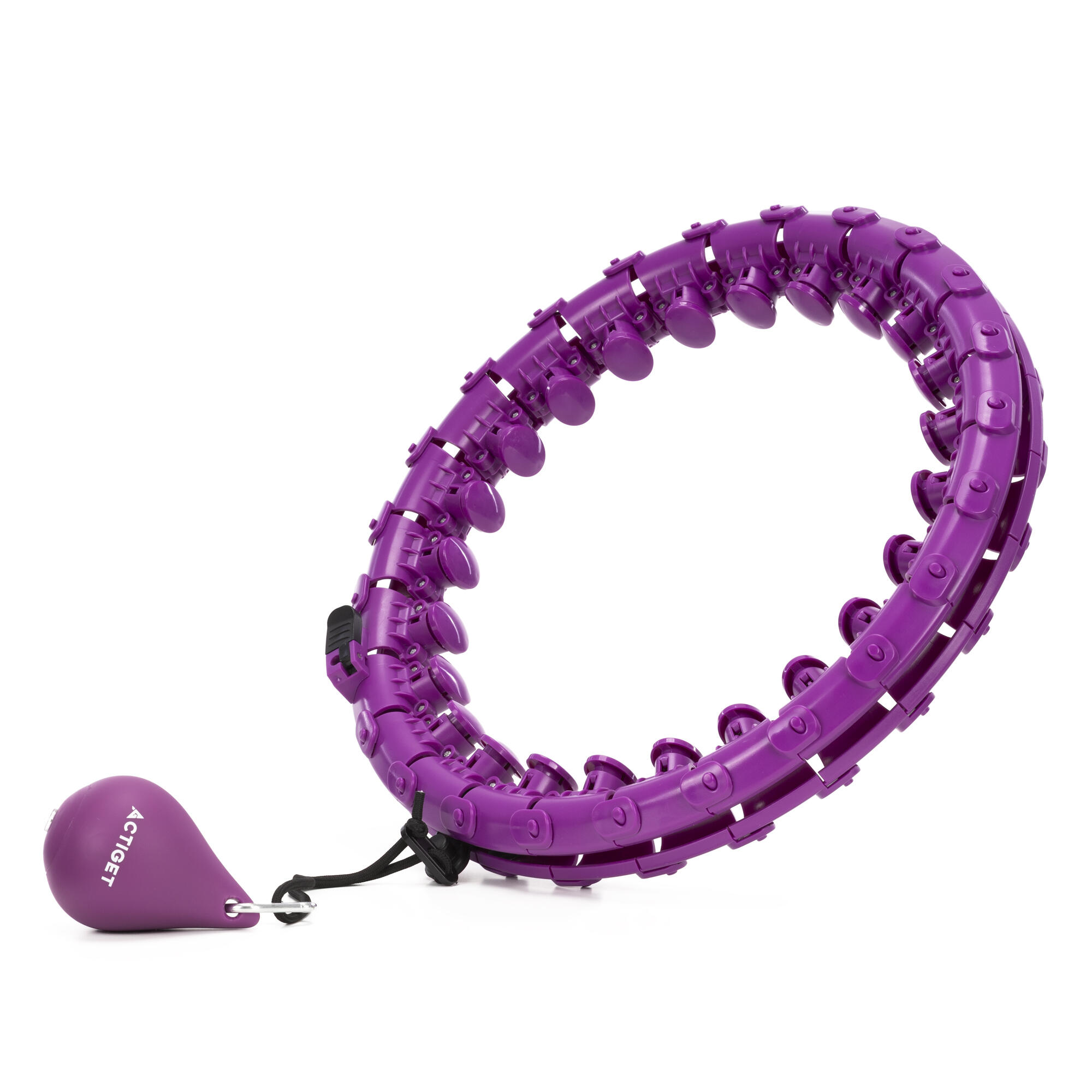 Hula hop cardio, fitness składane z obciążeniem i wypustkami masującymi, fioleto 2/7